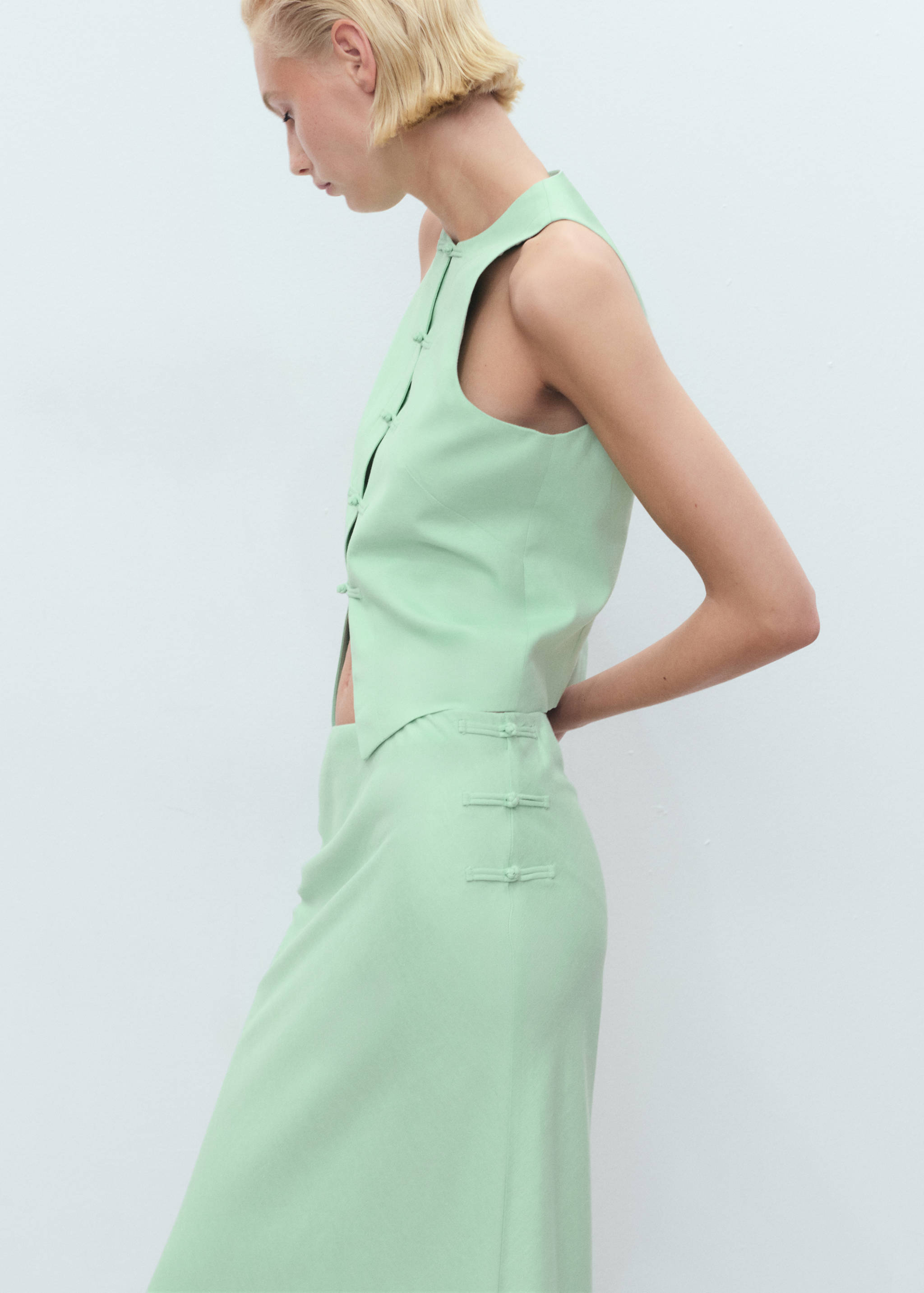 Linen-blend straight skirt - Details of the article 1