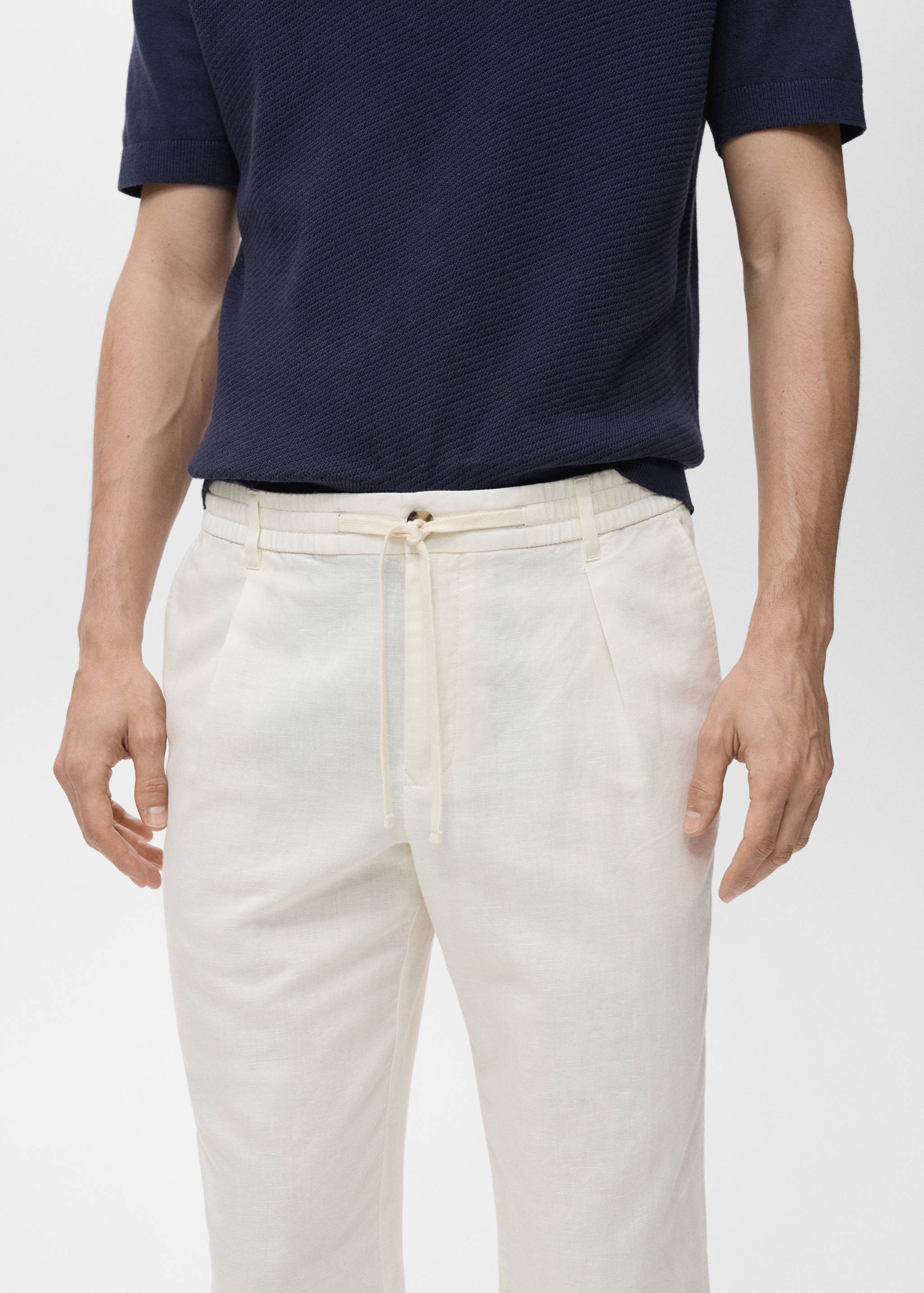Slim-fit trousers with drawstring - Details of the article 1