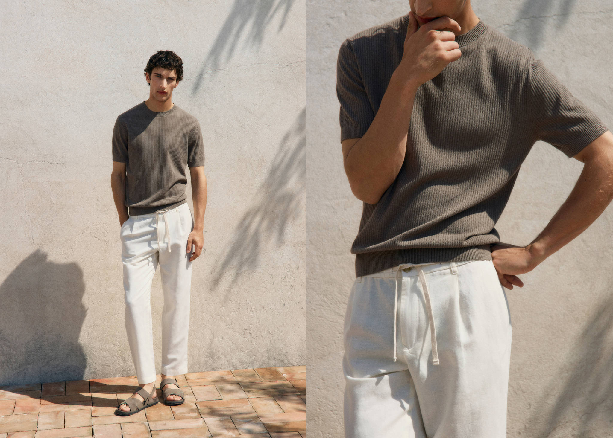 Slim-fit trousers with drawstring - Panoramic plane