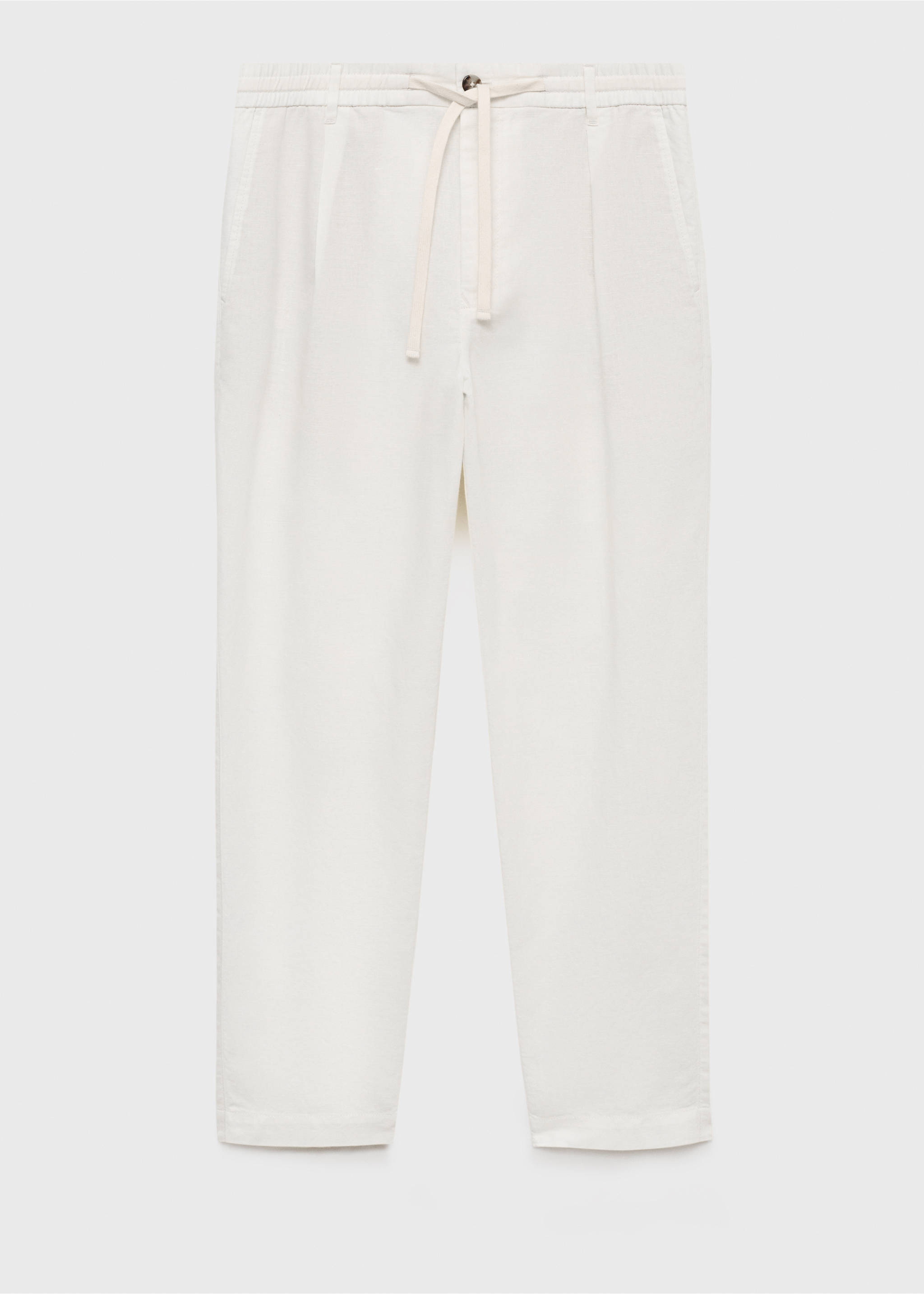 Pantaloni slim fit din in cu șnur - Articol fără model, Alb. Ref: 17071142-00.