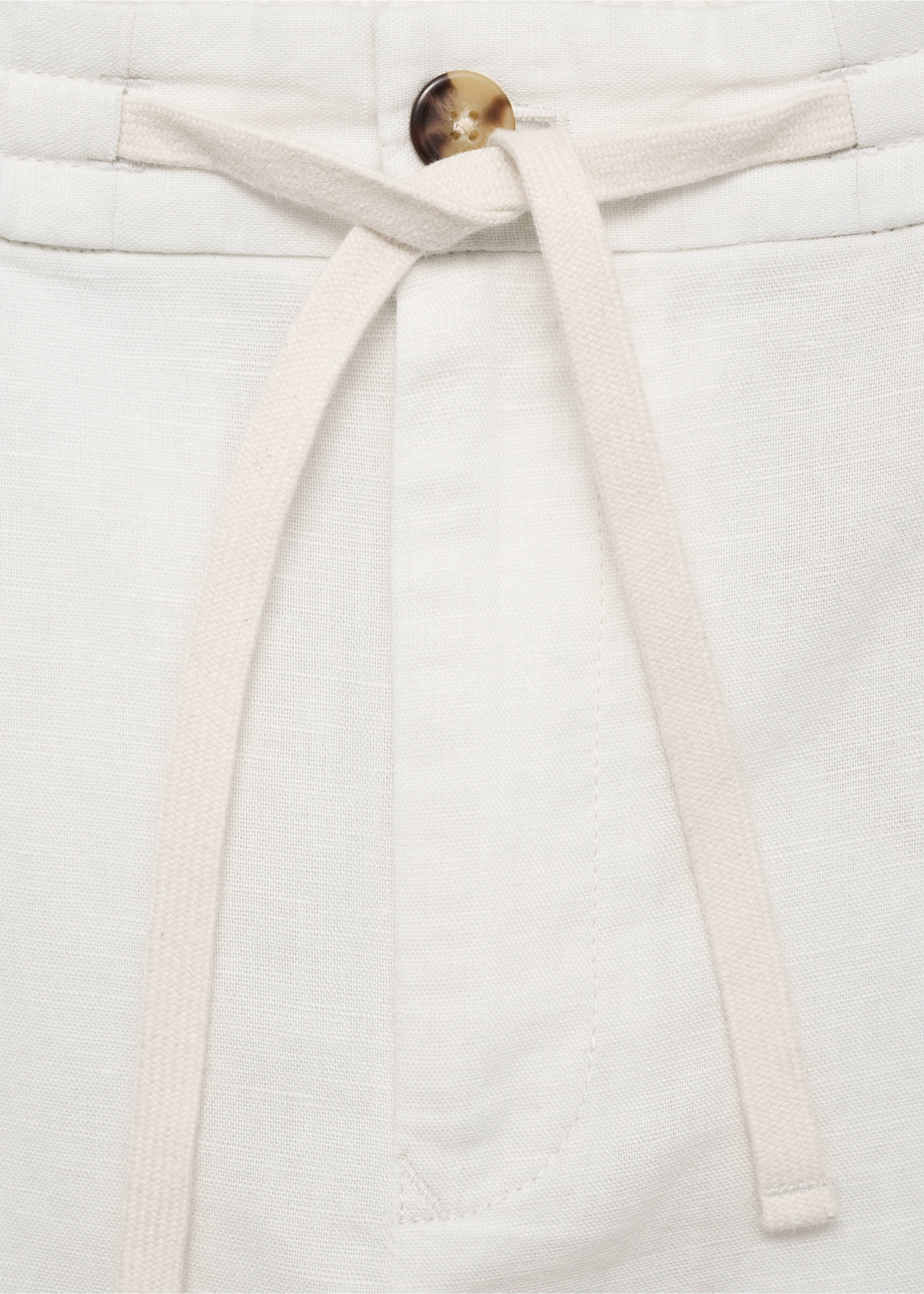 Pantaloni slim fit din in cu șnur - Detaliu al articolului 8, Alb. Ref: 17071142-00.