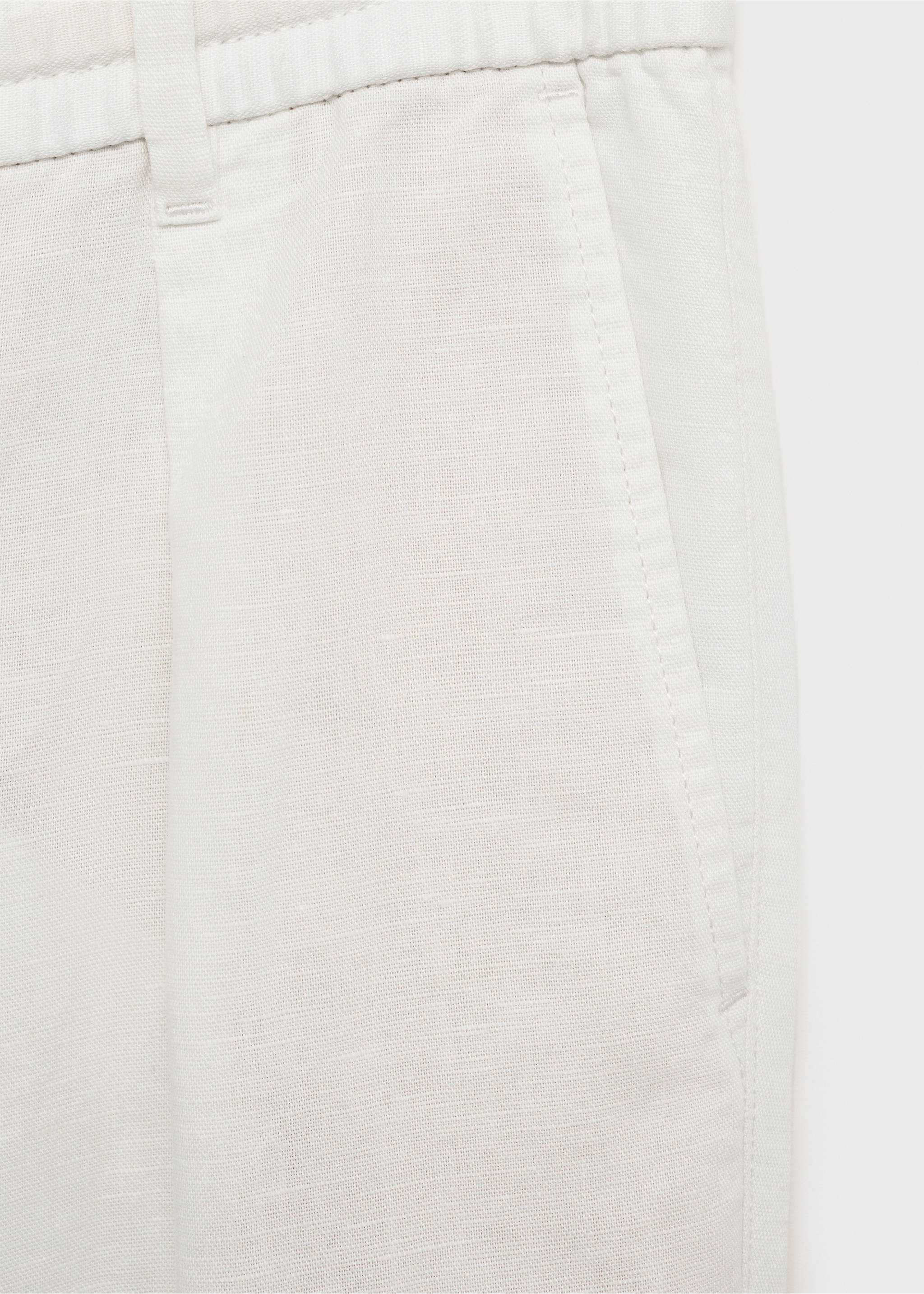 Pantaloni slim fit din in cu șnur - Detaliu al articolului 0, Alb. Ref: 17071142-00.