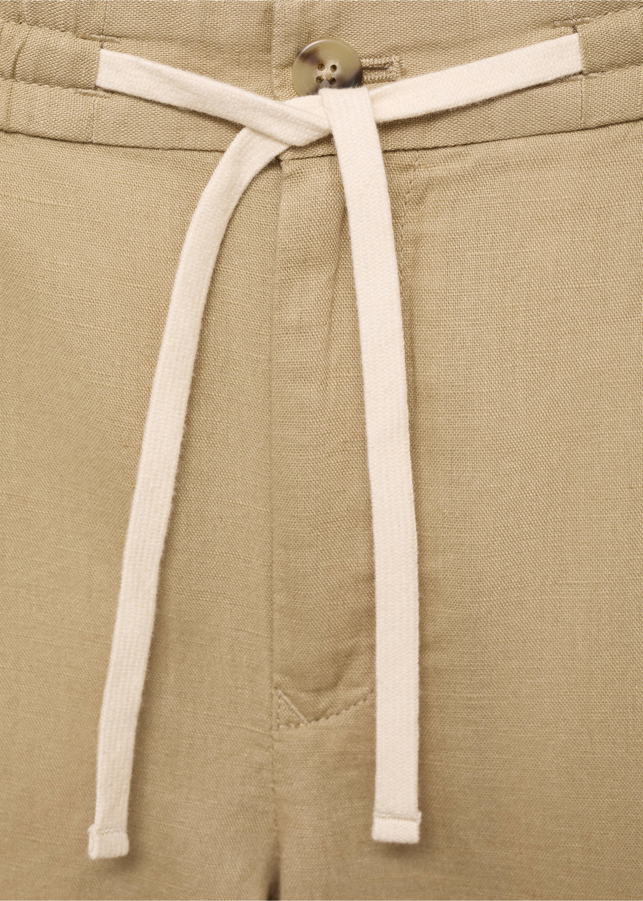 Slim Fit-Leinenhose mit Kordel - Detail des Artikels 8, Beige. Ref: 17071142-00.