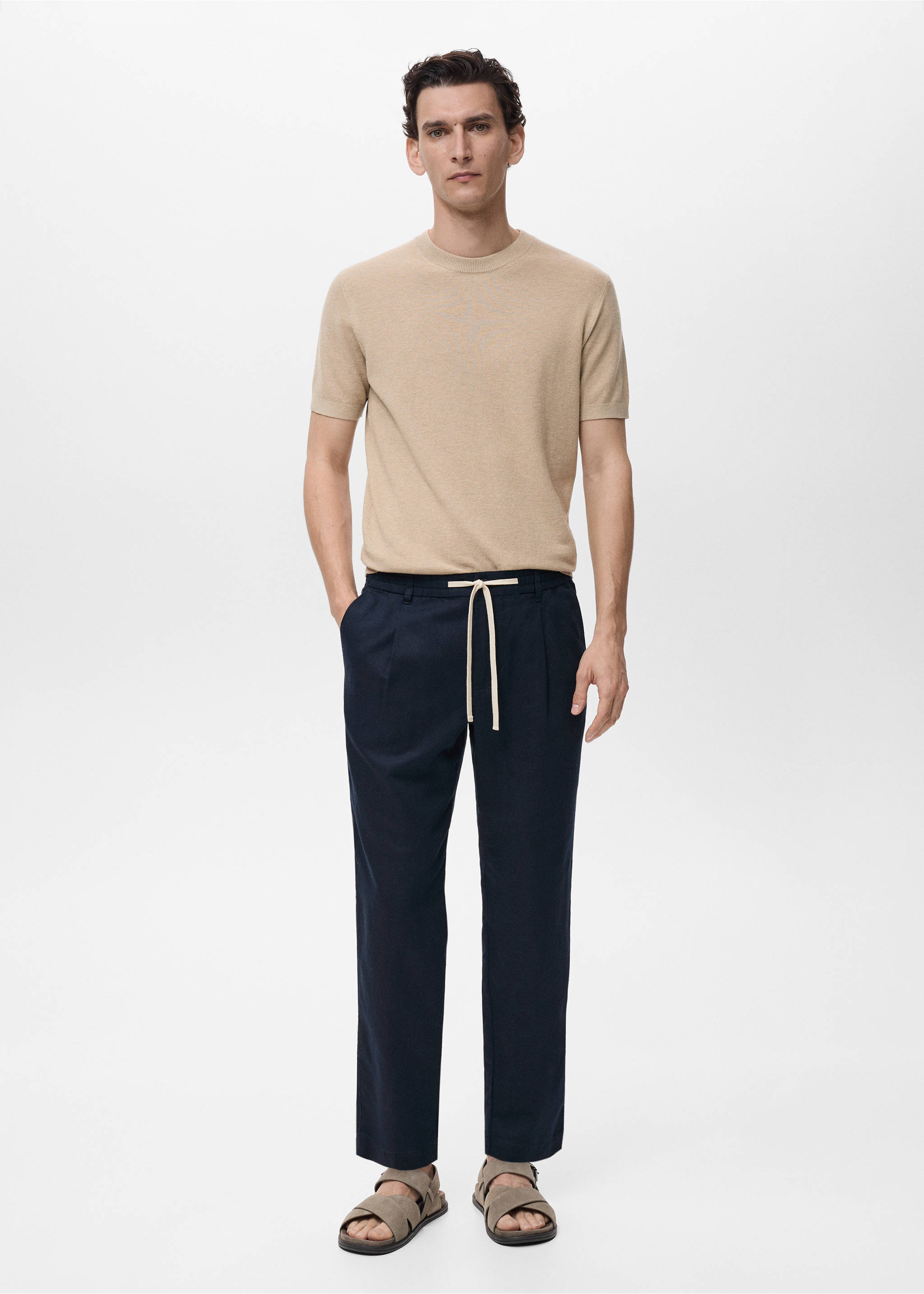 Slim-fit trousers with drawstring - General plane, Dark Navy. Ref: 17071142-00.