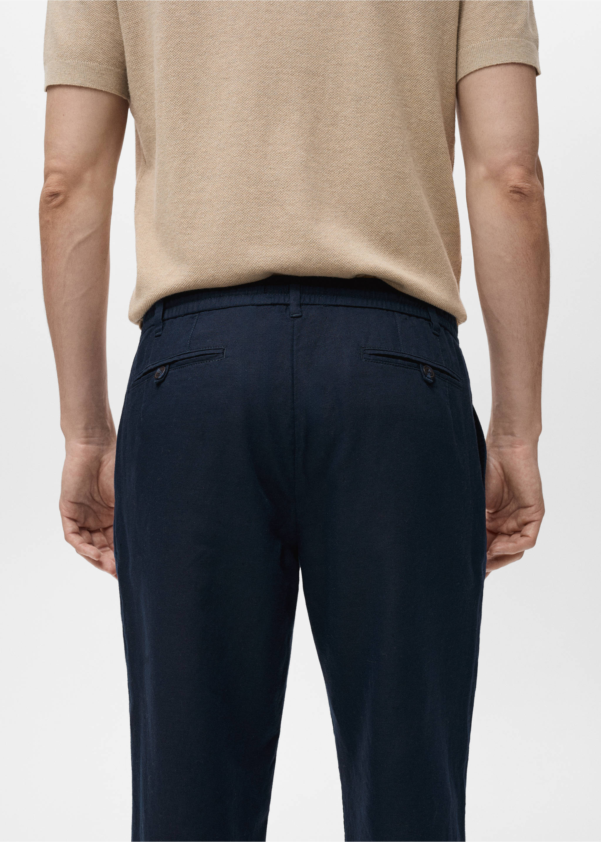 Slim-fit trousers with drawstring - Details of the article 6, Dark Navy. Ref: 17071142-00.