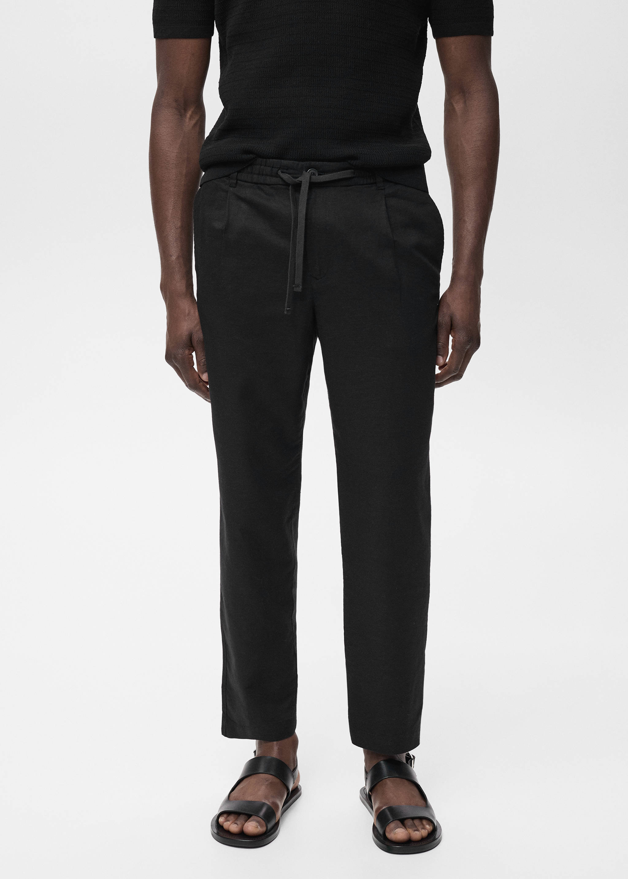 Slim-fit trousers with drawstring - Medium plane