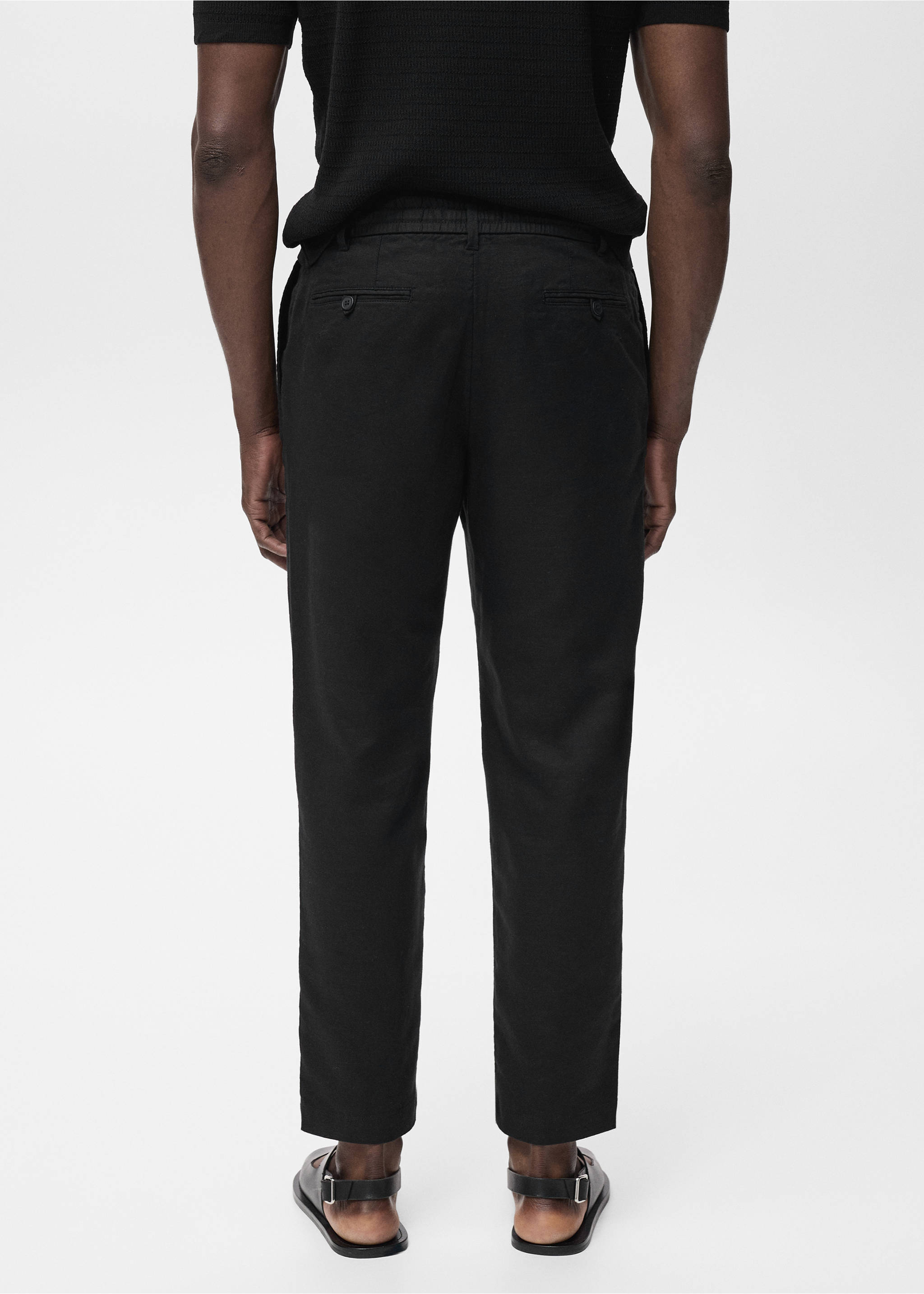 Slim-fit trousers with drawstring - Reverse of the article, Black. Ref: 17071142-00.