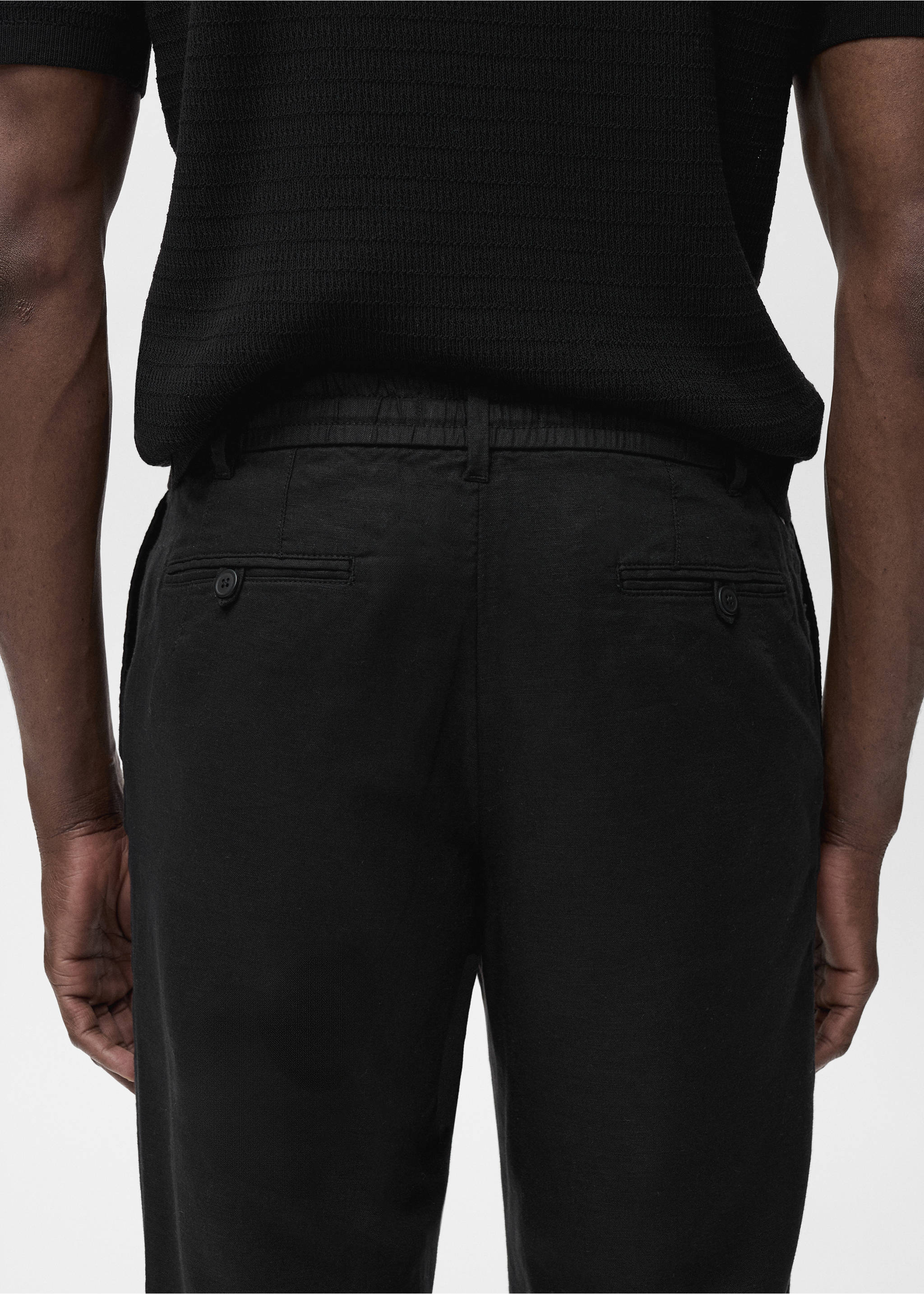 Slim-fit trousers with drawstring - Details of the article 6, Black. Ref: 17071142-00.