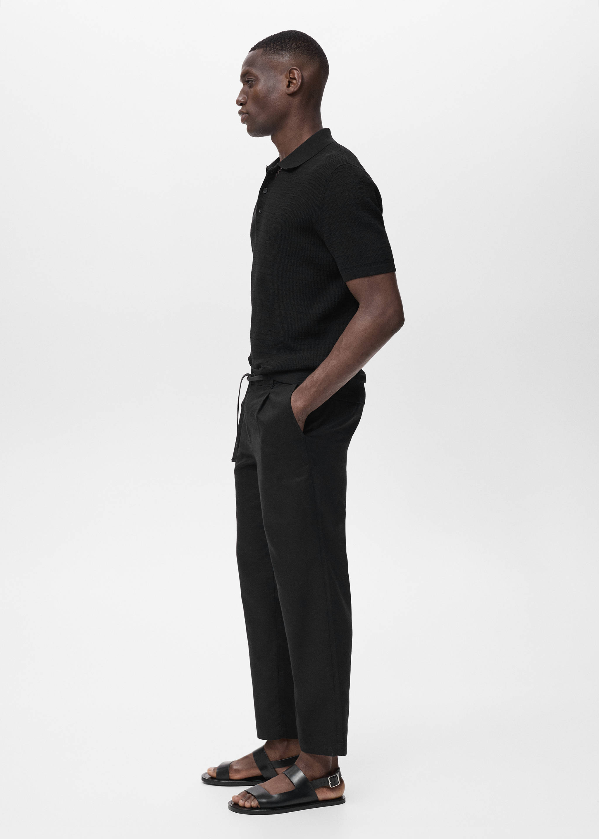 Slim-fit trousers with drawstring - Details of the article 2