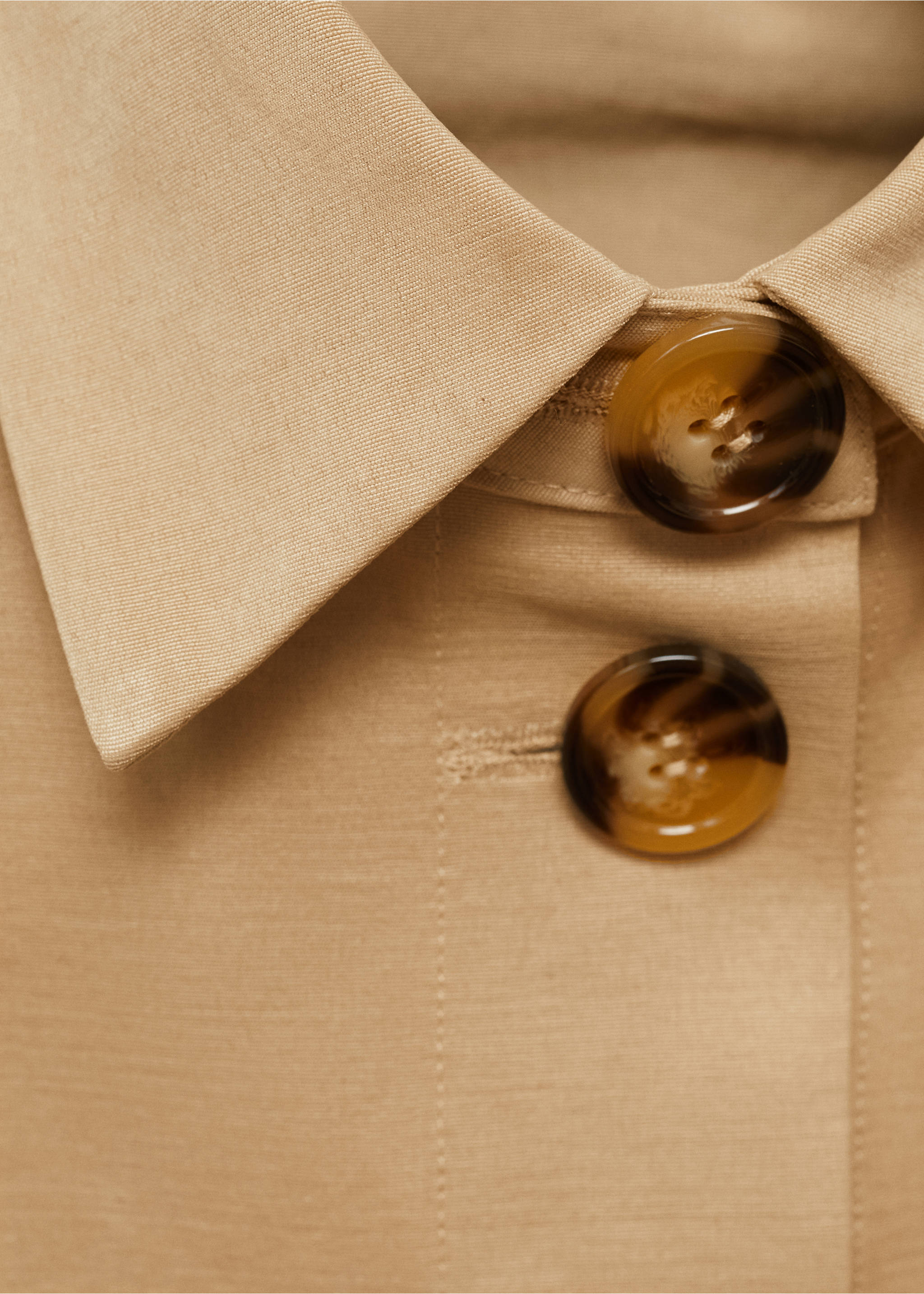 Cape-style cropped trench coat - Details of the article 8, Medium Brown. Ref: 17071143-00.