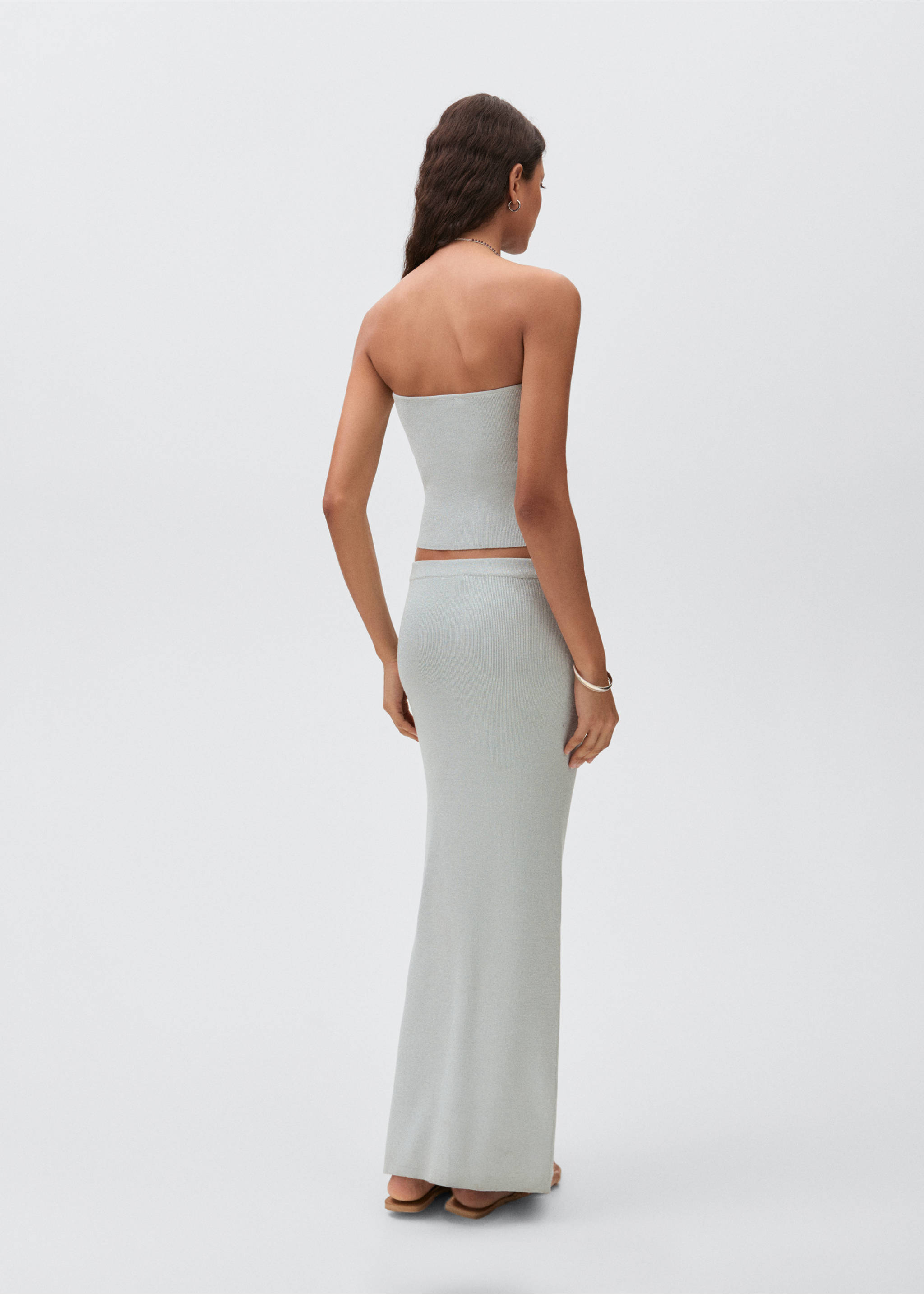Long knitted skirt - Reverse of the article, Mint Green. Ref: 17071145-00.