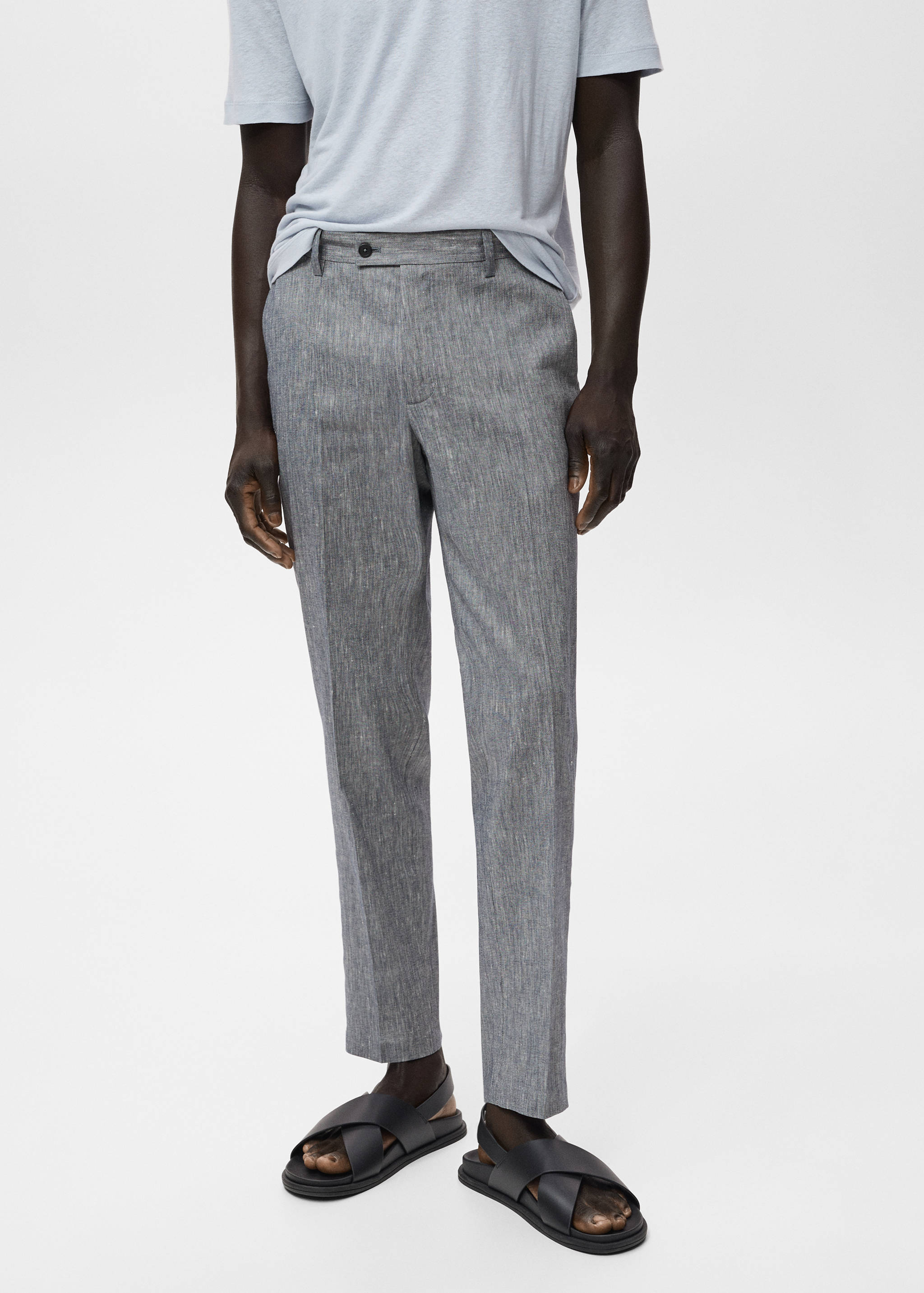 Slim fit linen trousers - Medium plane