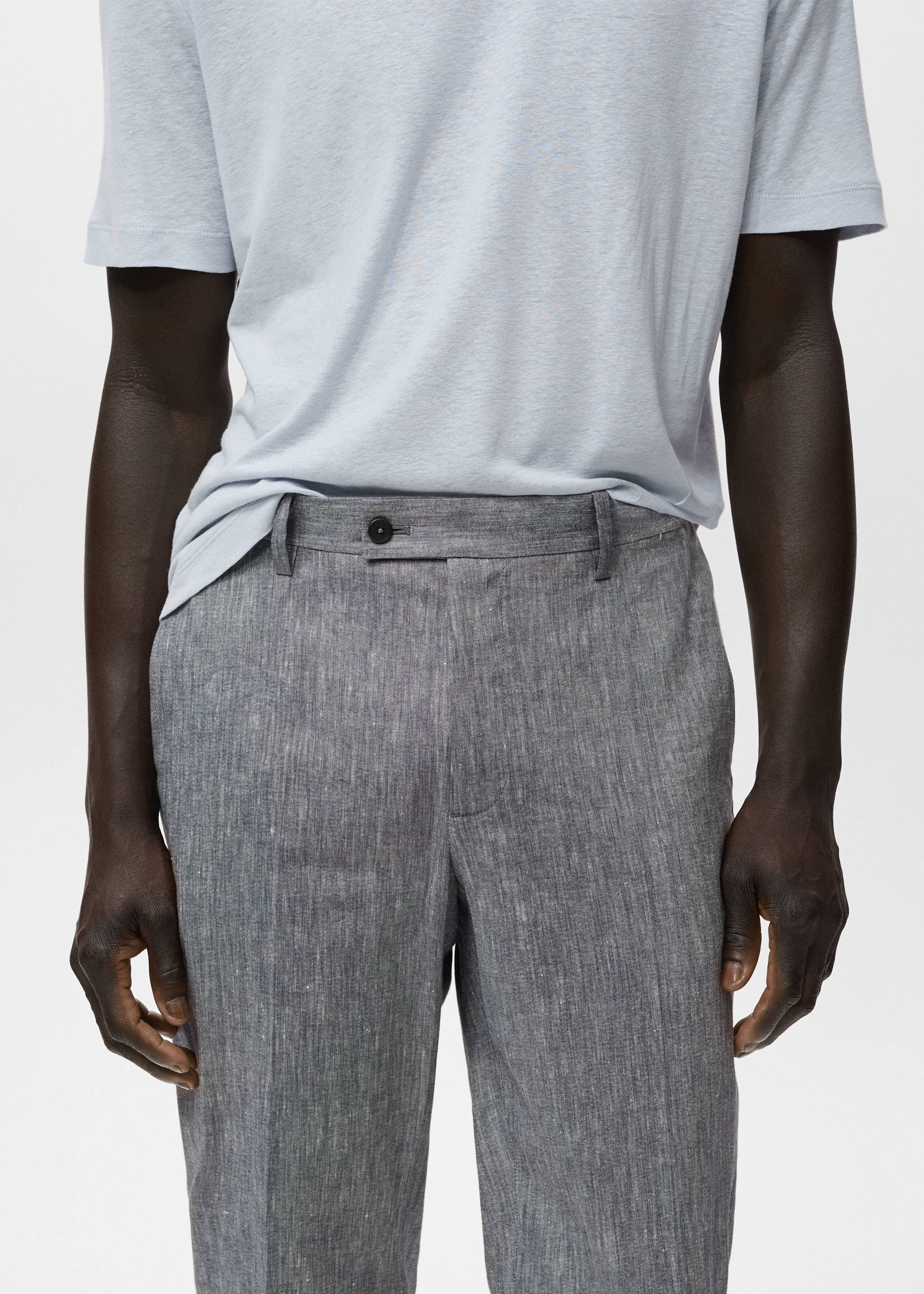 Slim fit linen trousers - Details of the article 1
