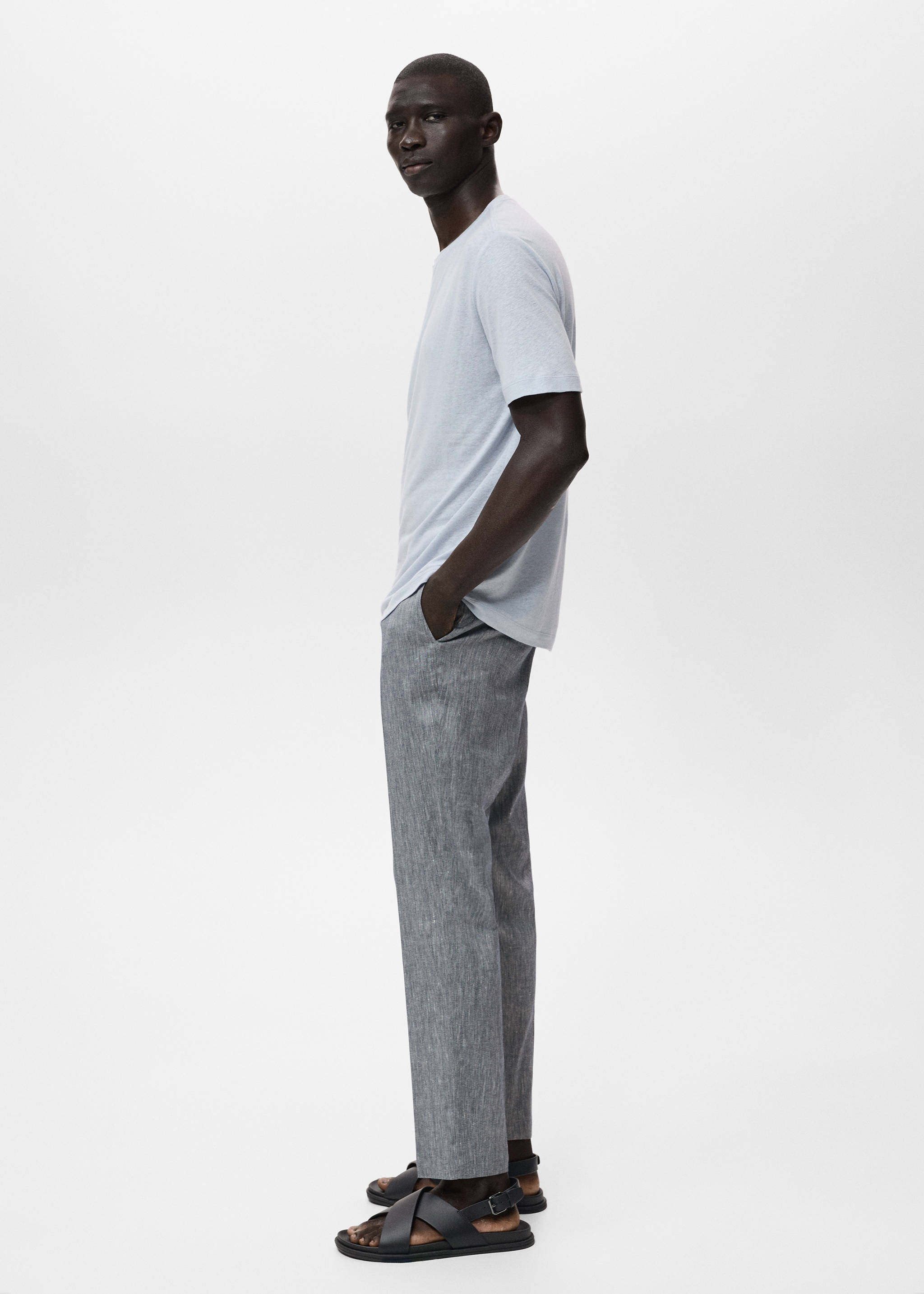 Slim fit linen trousers - Details of the article 2