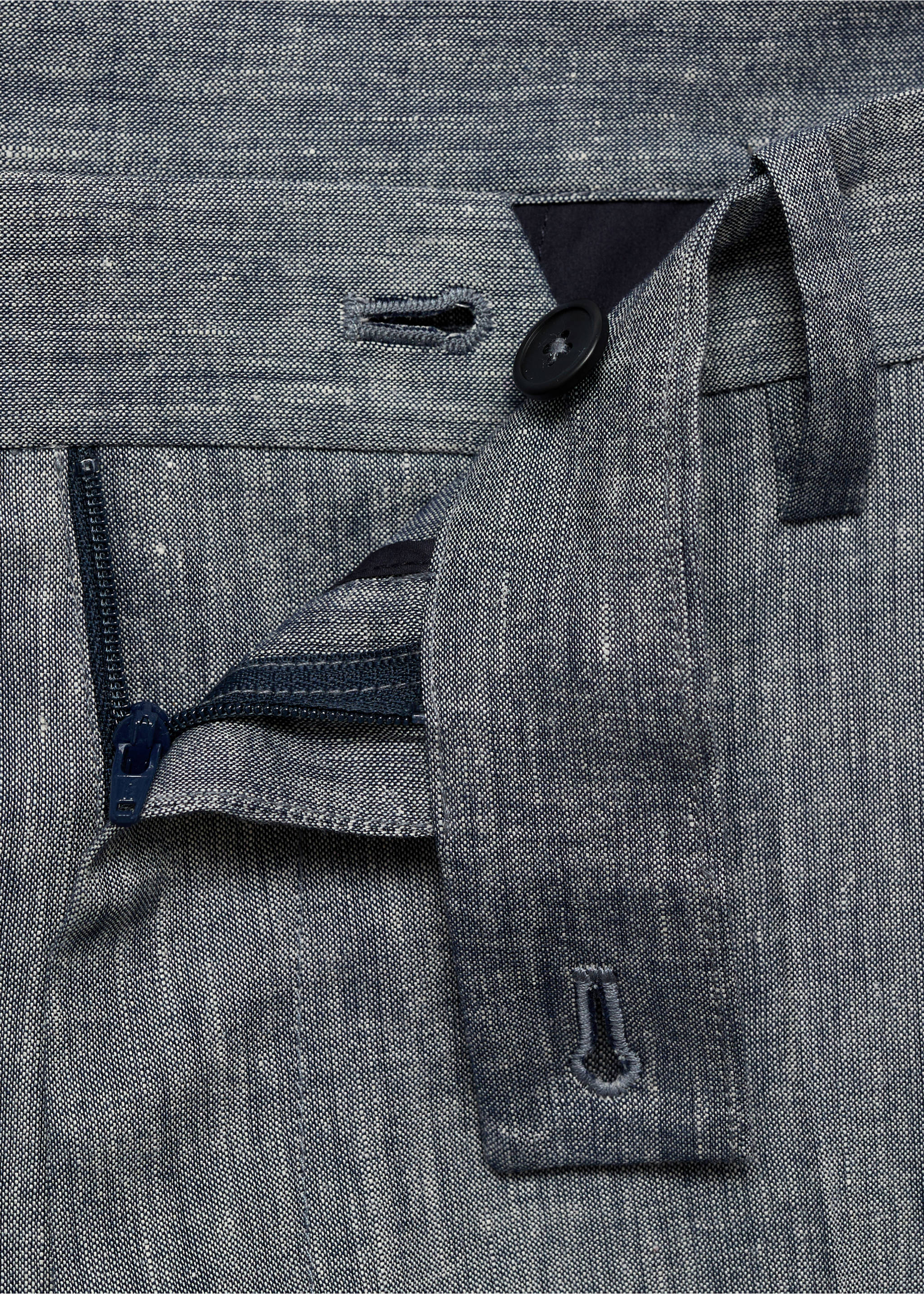 Slim fit linen trousers - Details of the article 0, Navy. Ref: 17071149-00.