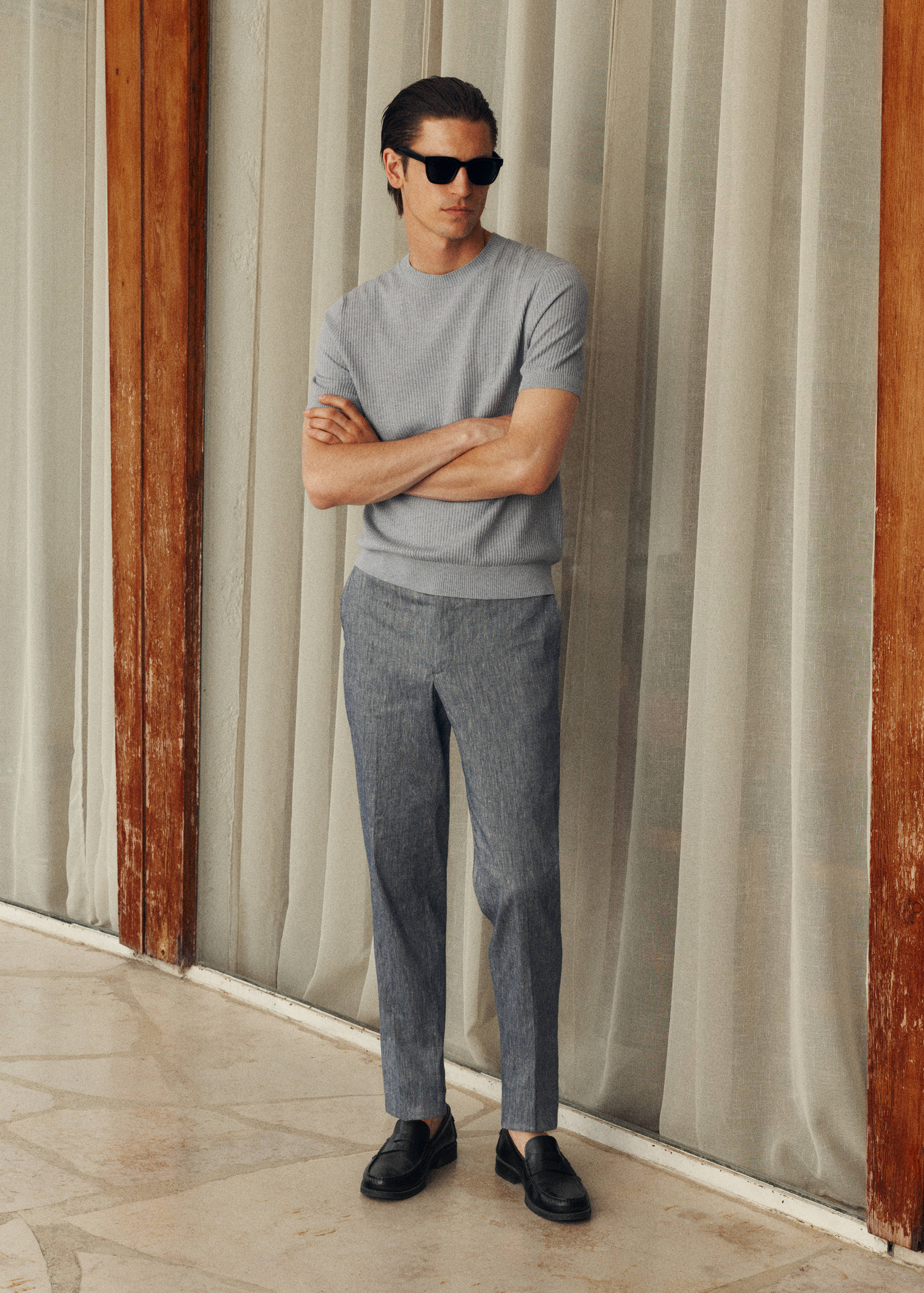 Slim fit linen trousers - Details of the article 5