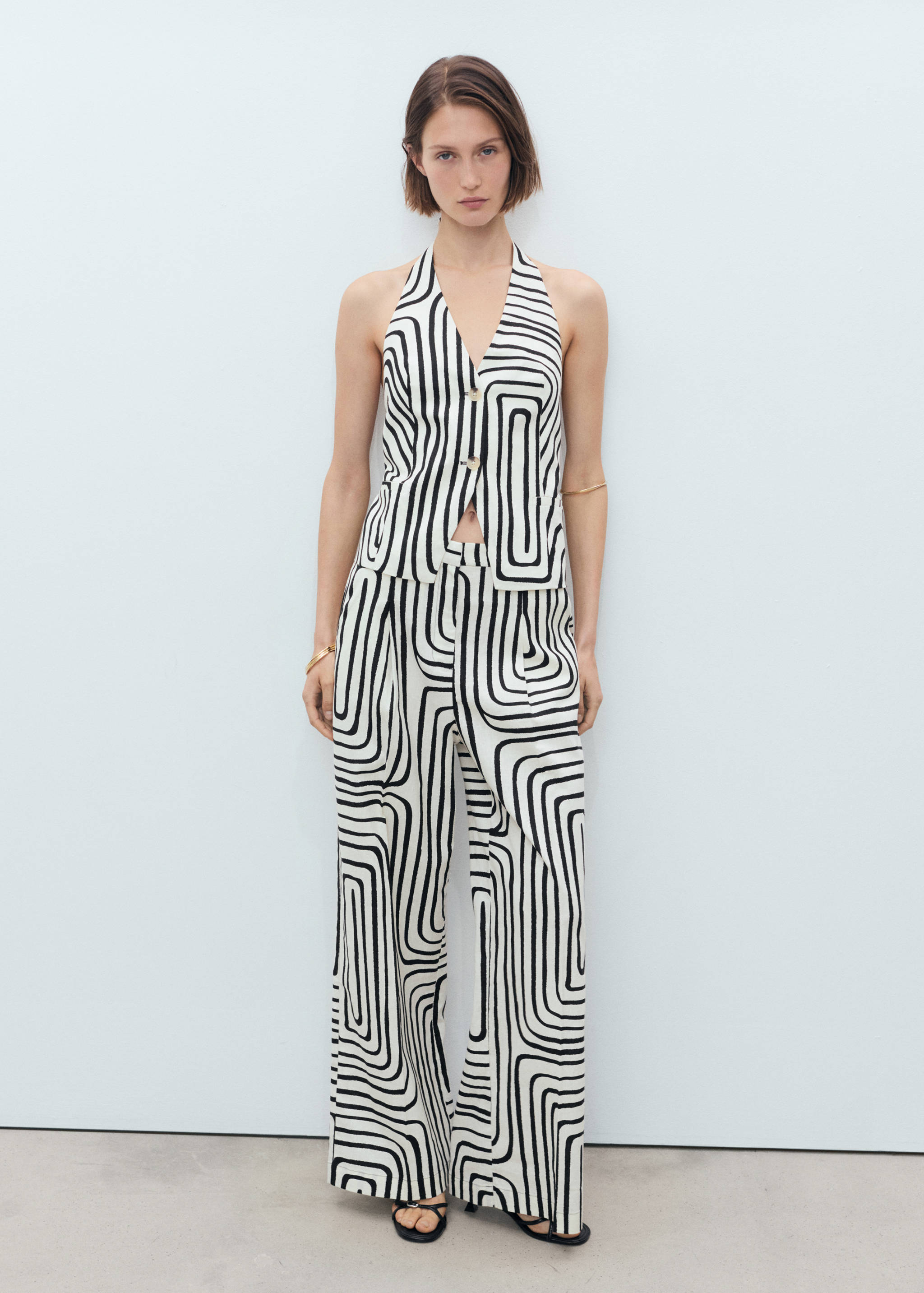 Geometric-print linen waistcoat - General plane