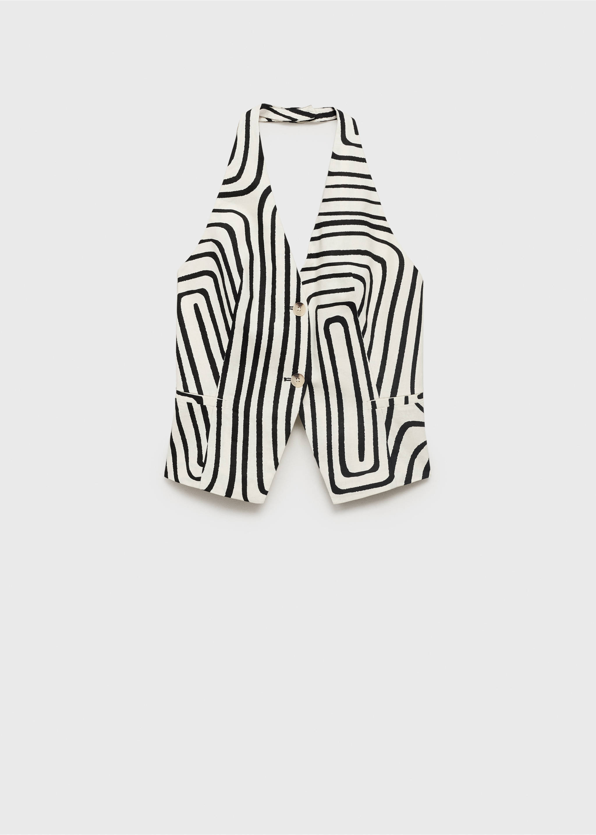 Geometric-print linen waistcoat - Article without model, Ecru. Ref: 17071150-00.