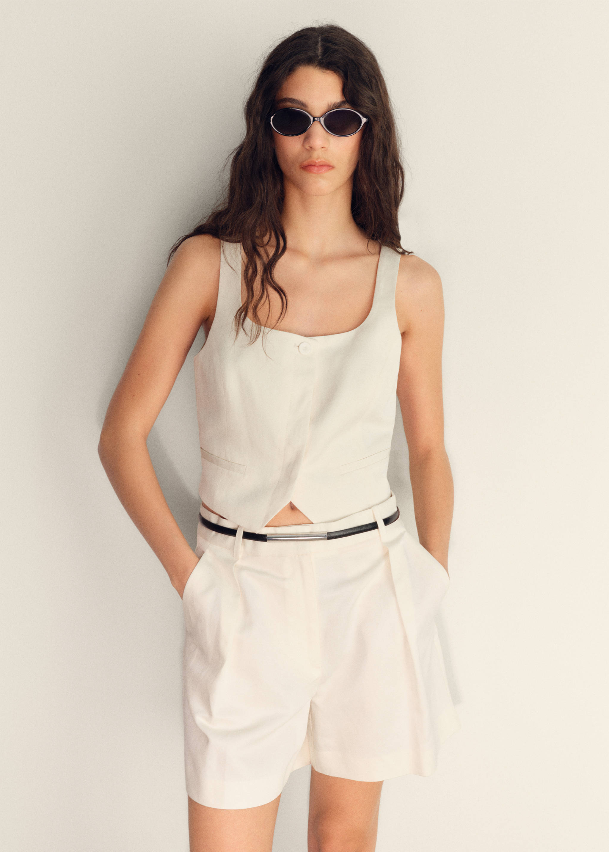 Linen-blend suit bermuda shorts - Medium plane