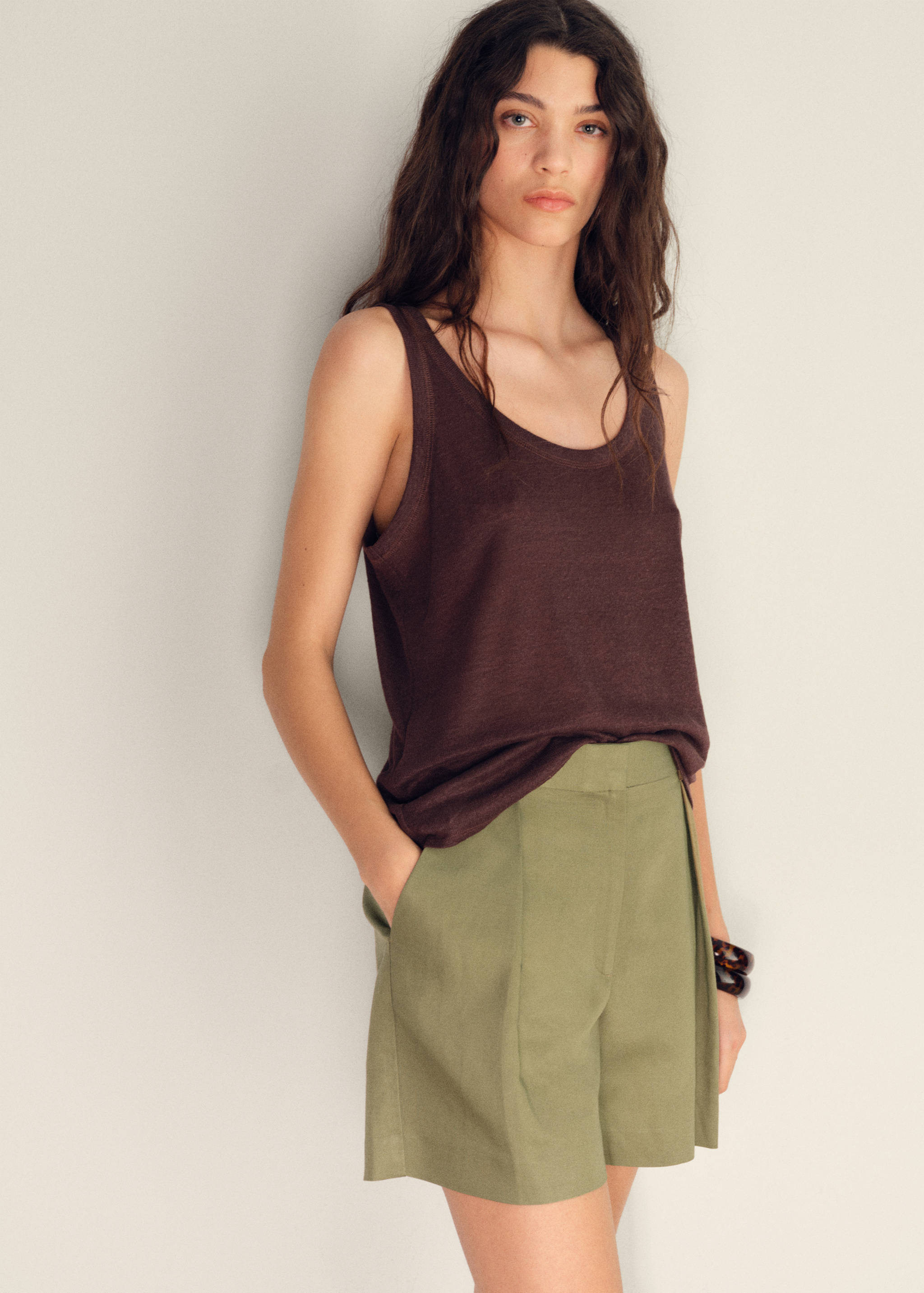 Linen-blend suit bermuda shorts - Details of the article 3