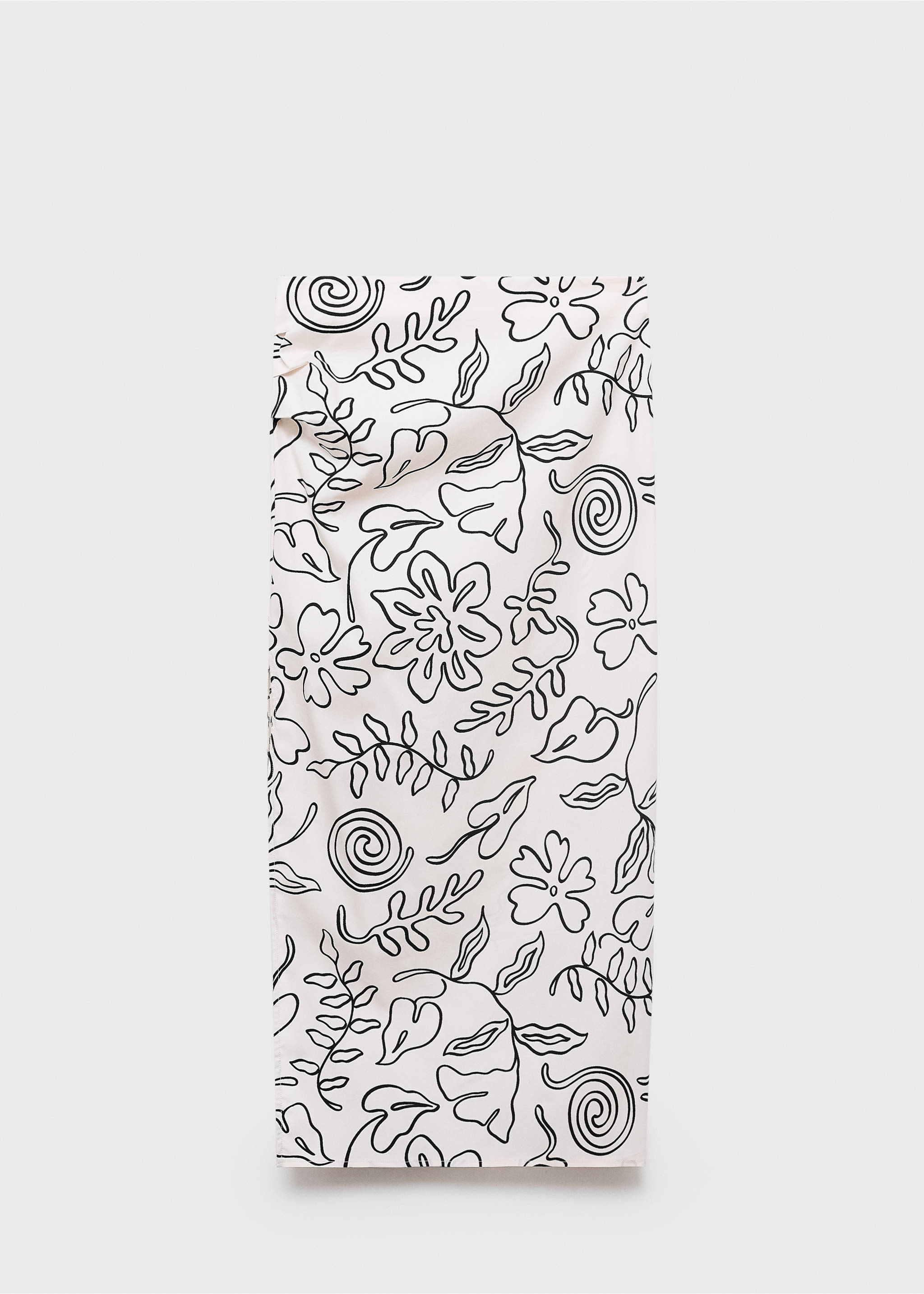 Slit printed long skirt - Article without model, Ecru. Ref: 17071155-00.