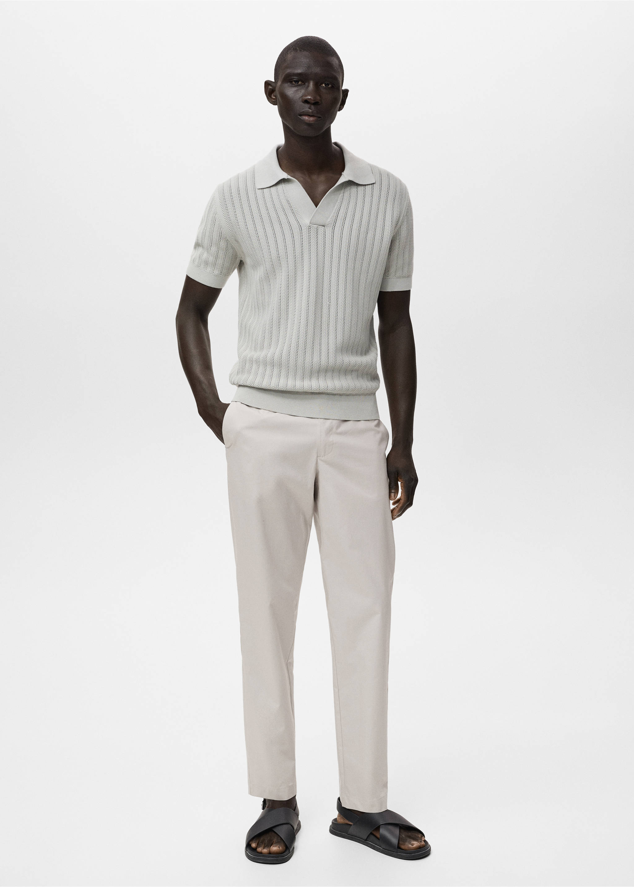 100% slim-fit cotton trousers - General plane, Ice Grey. Ref: 17071161-00.