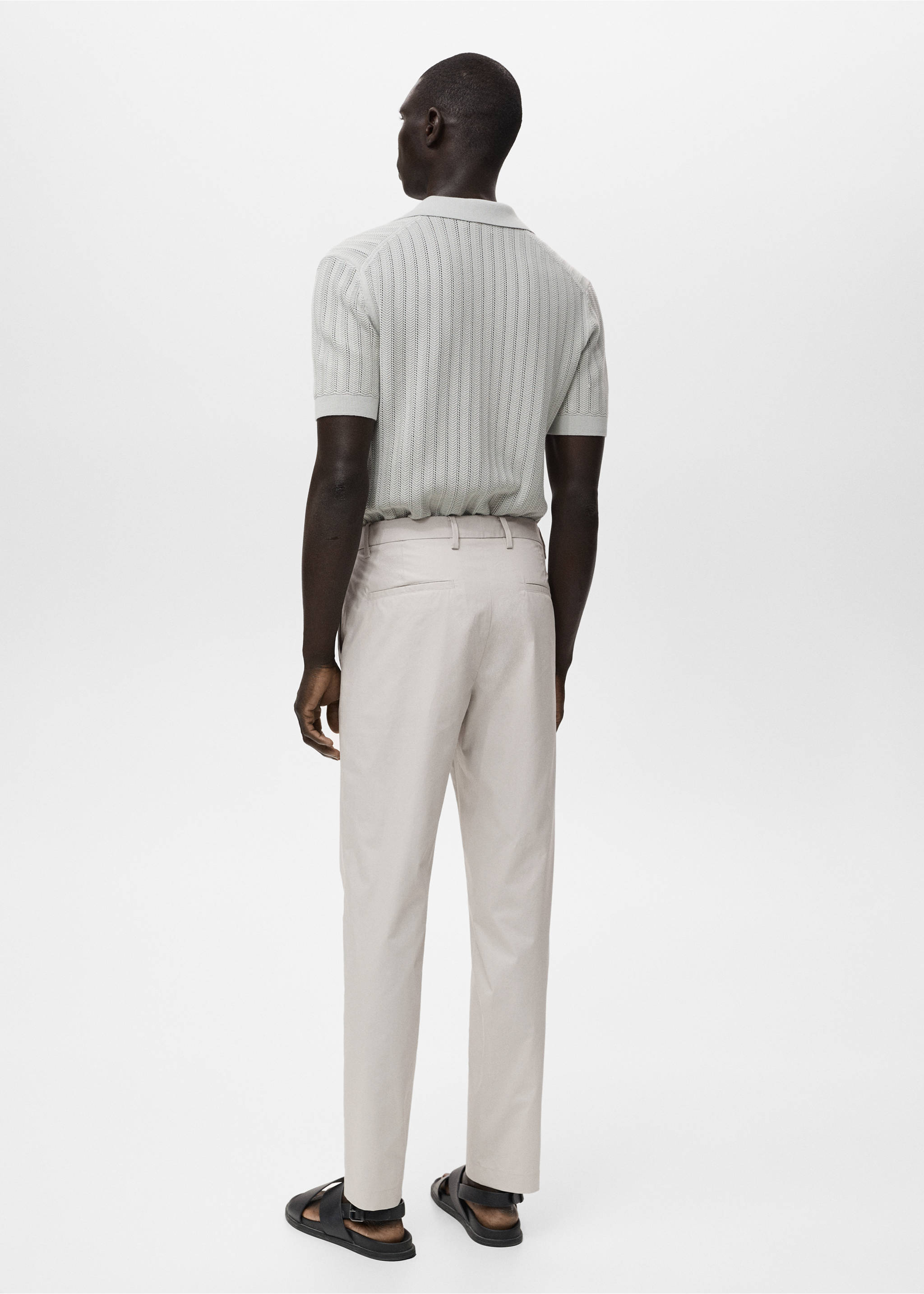 100% slim-fit cotton trousers - Reverse of the article, Ice Grey. Ref: 17071161-00.