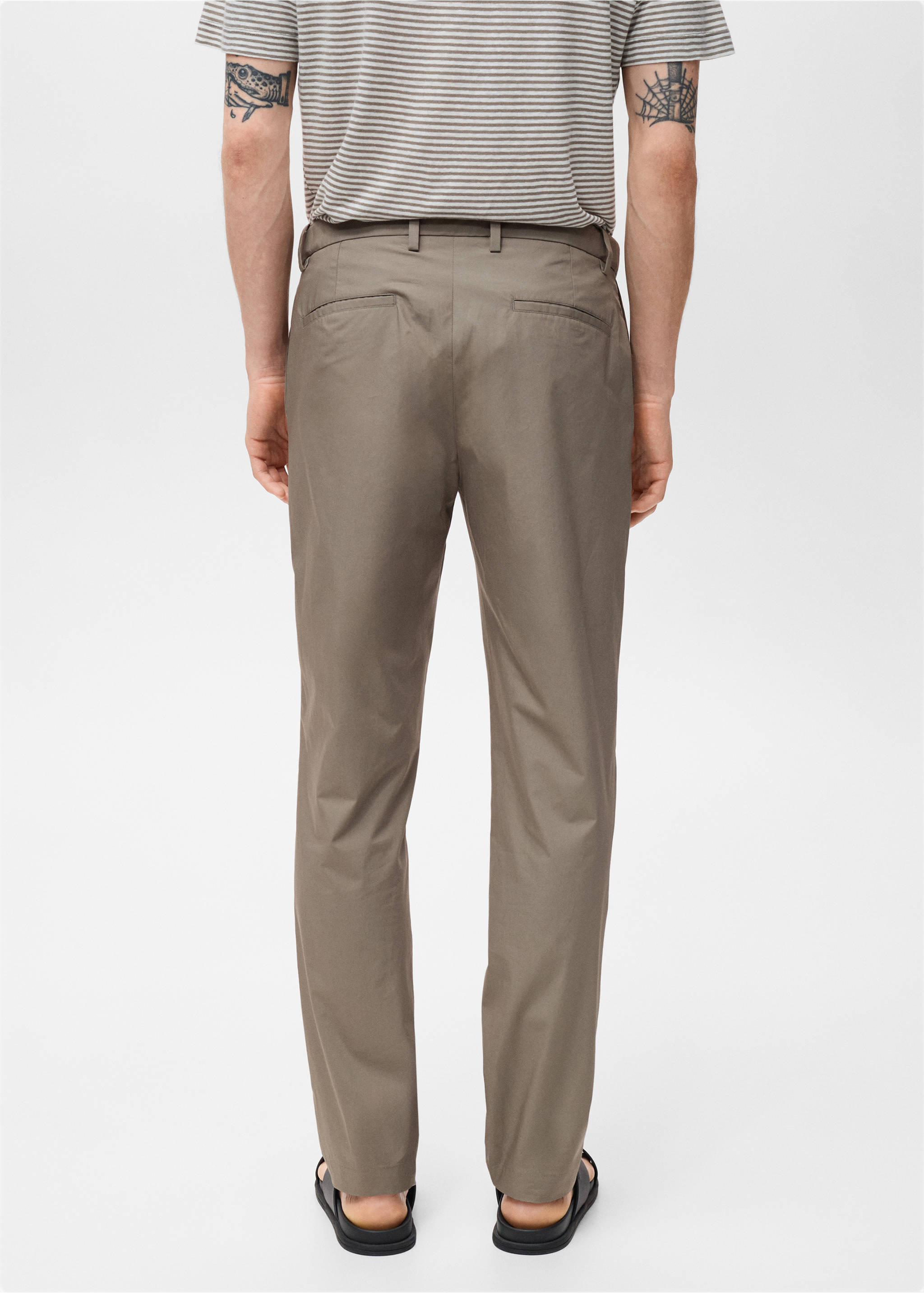 100% slim-fit cotton trousers - Reverse of the article, Brown. Ref: 17071161-00.