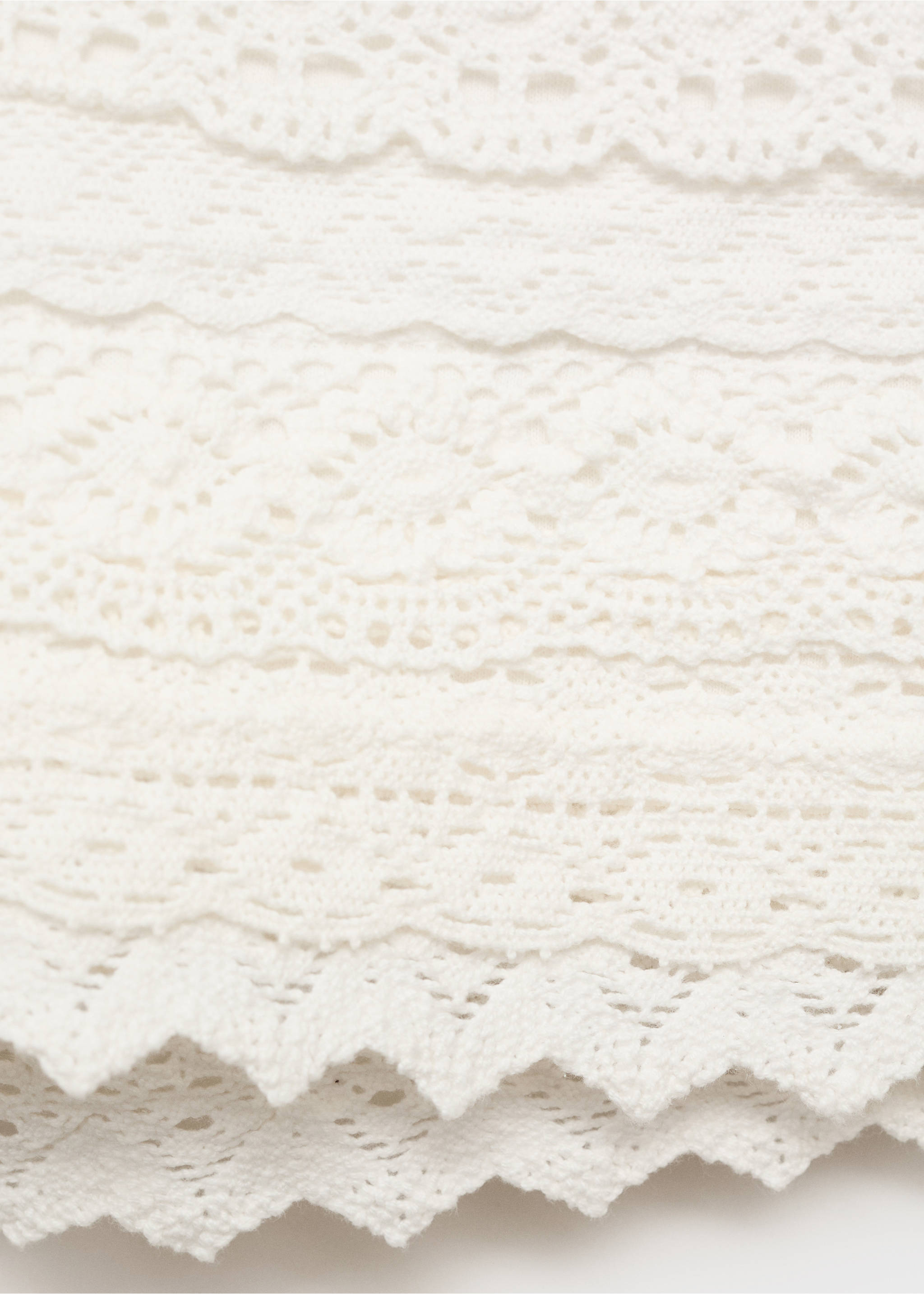 Crochet shorts with ruffles - Details of the article 0, Off White. Ref: 17071164-00.
