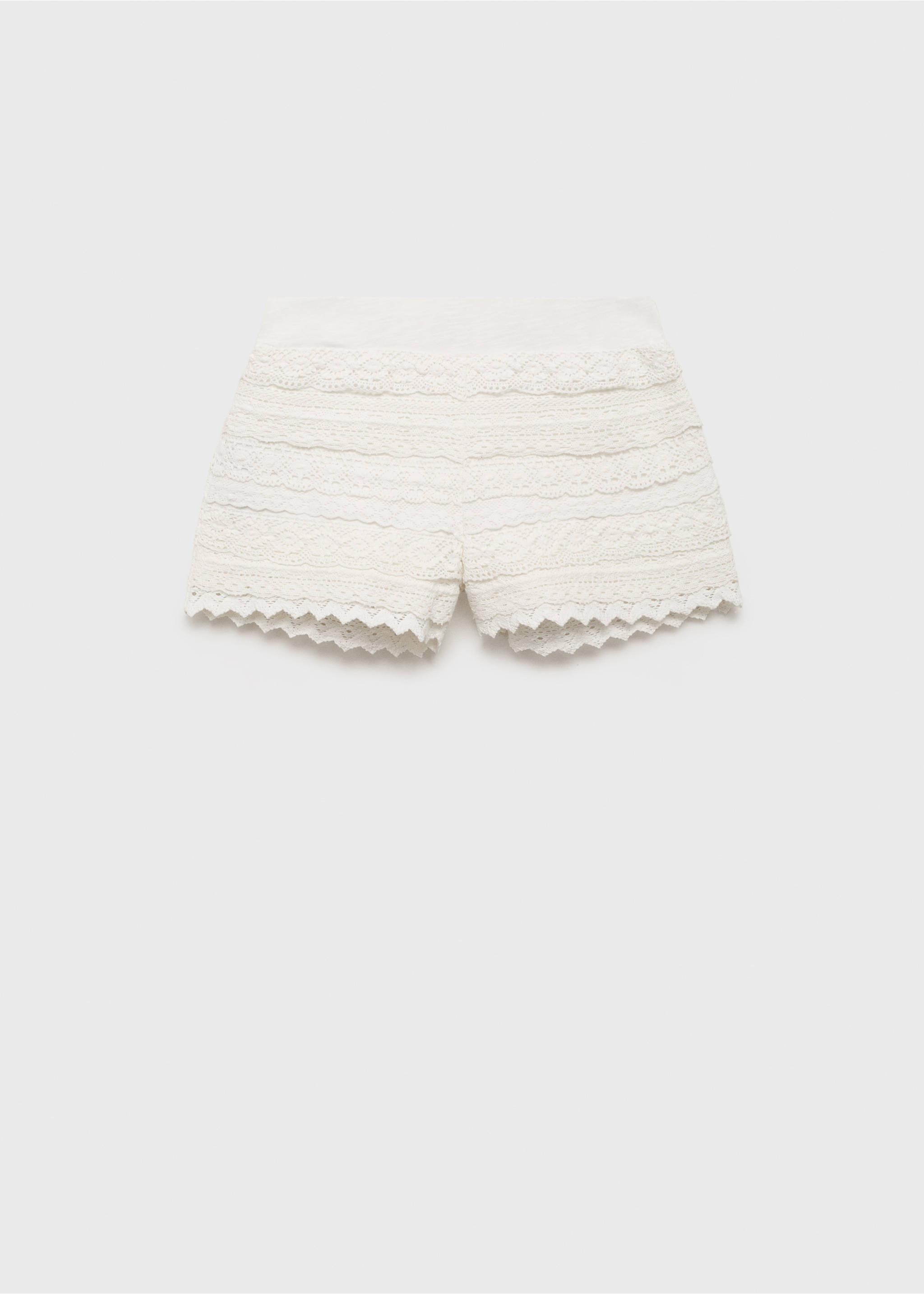 Crochet shorts with ruffles - Article without model, Off White. Ref: 17071164-00.
