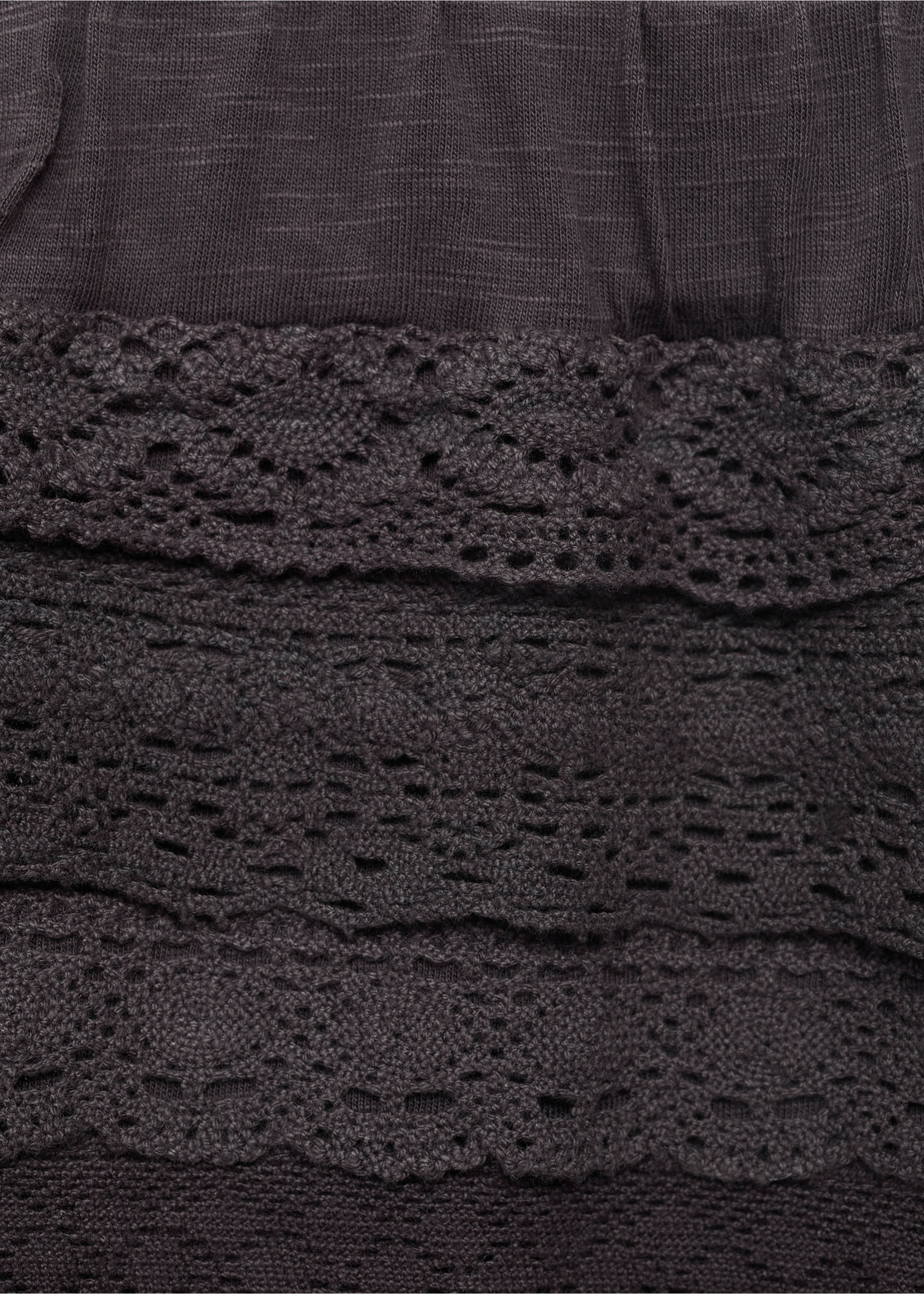 Crochet shorts with ruffles - Details of the article 8, Charcoal. Ref: 17071164-00.