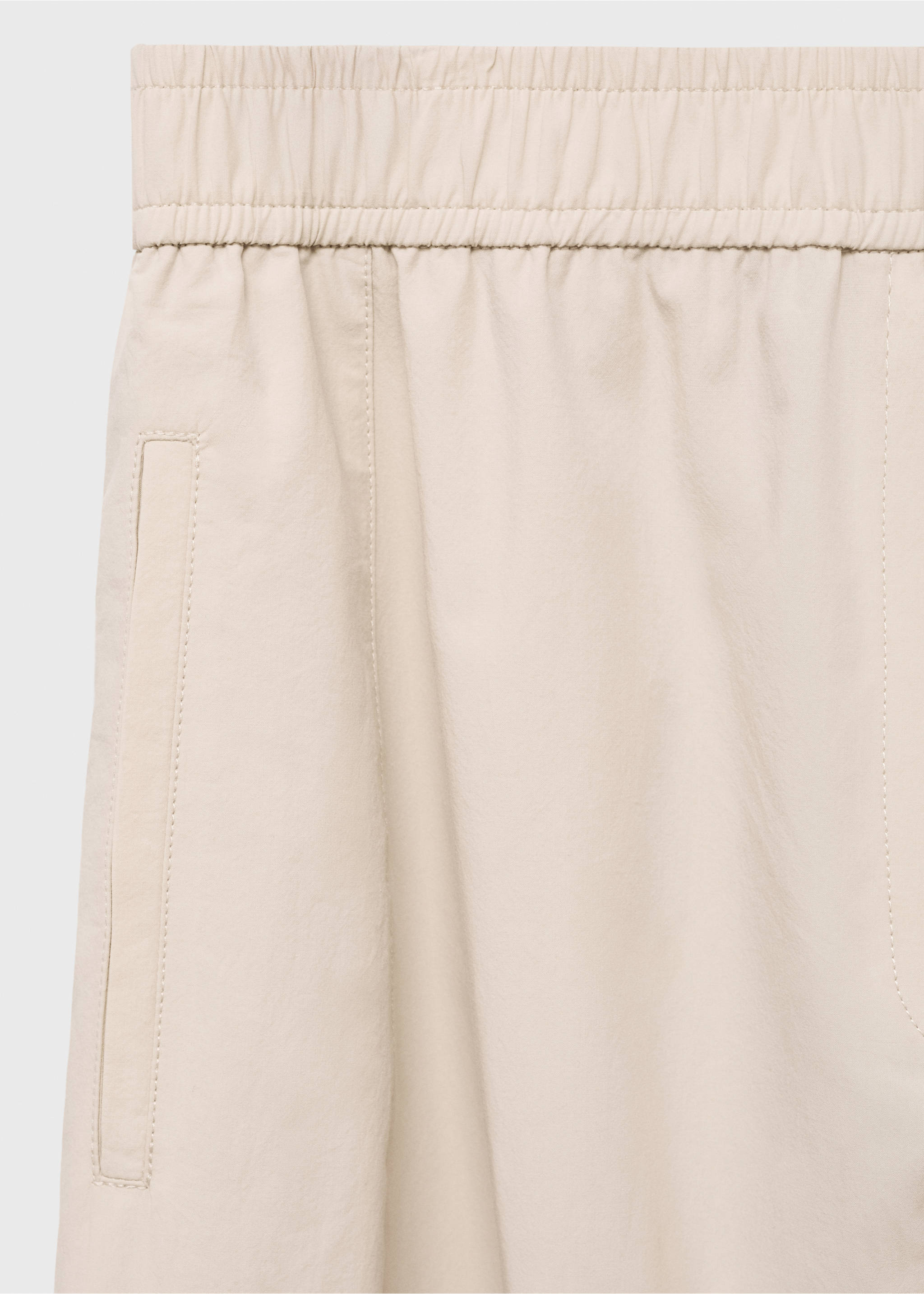 Cotton paperbag trousers - Details of the article 8, Ecru. Ref: 17071174-00.