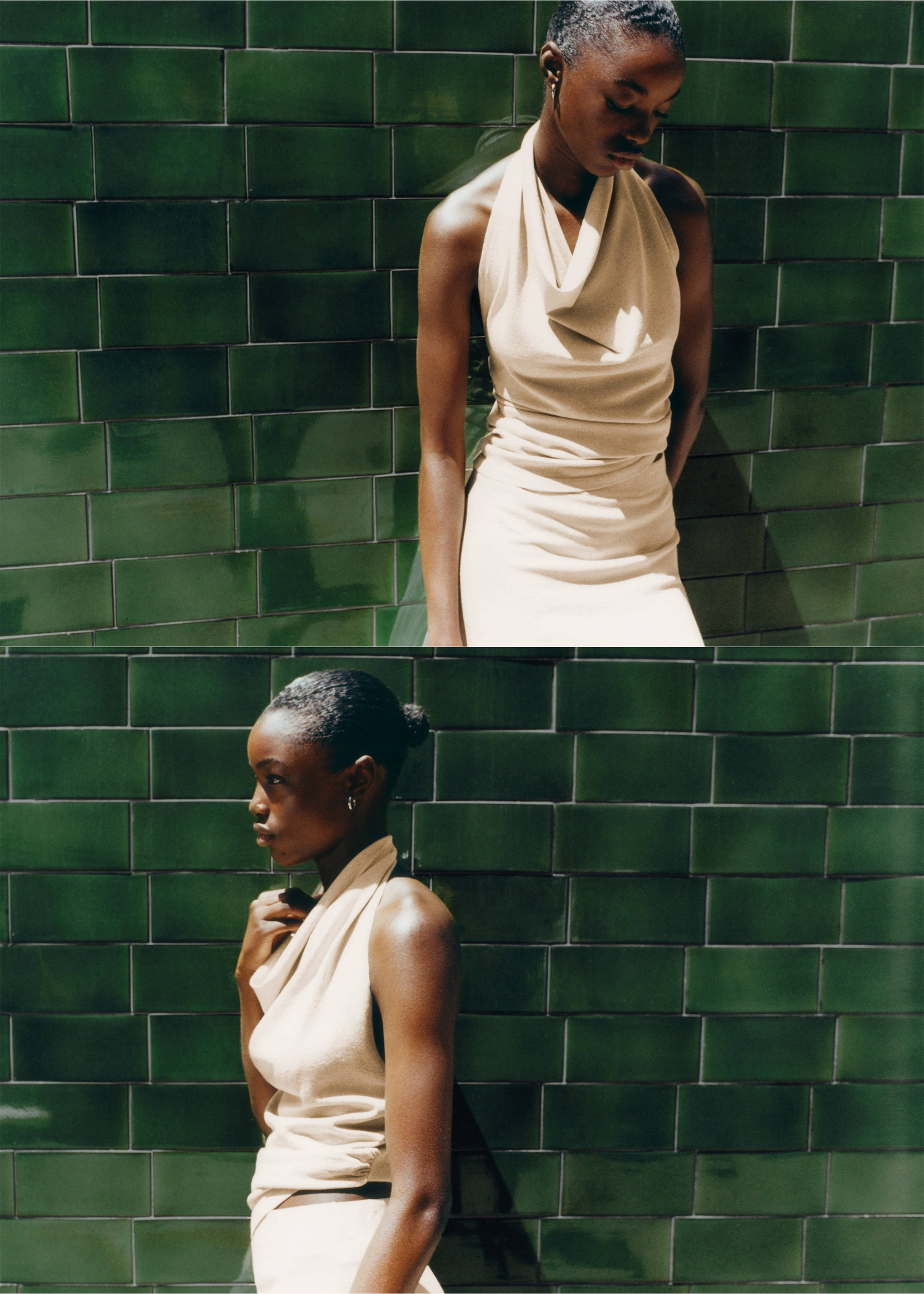 Lurex halter-neck top - Details of the article 5, Gold. Ref: 17071175-00.