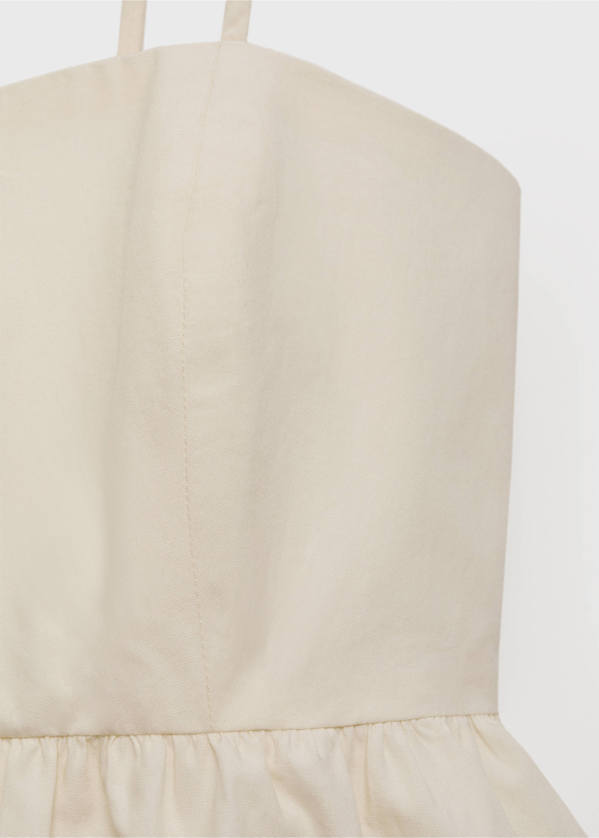 Balloon dress with embroidered flowers - Details of the article 8, Off White. Ref: 17071178-00.
