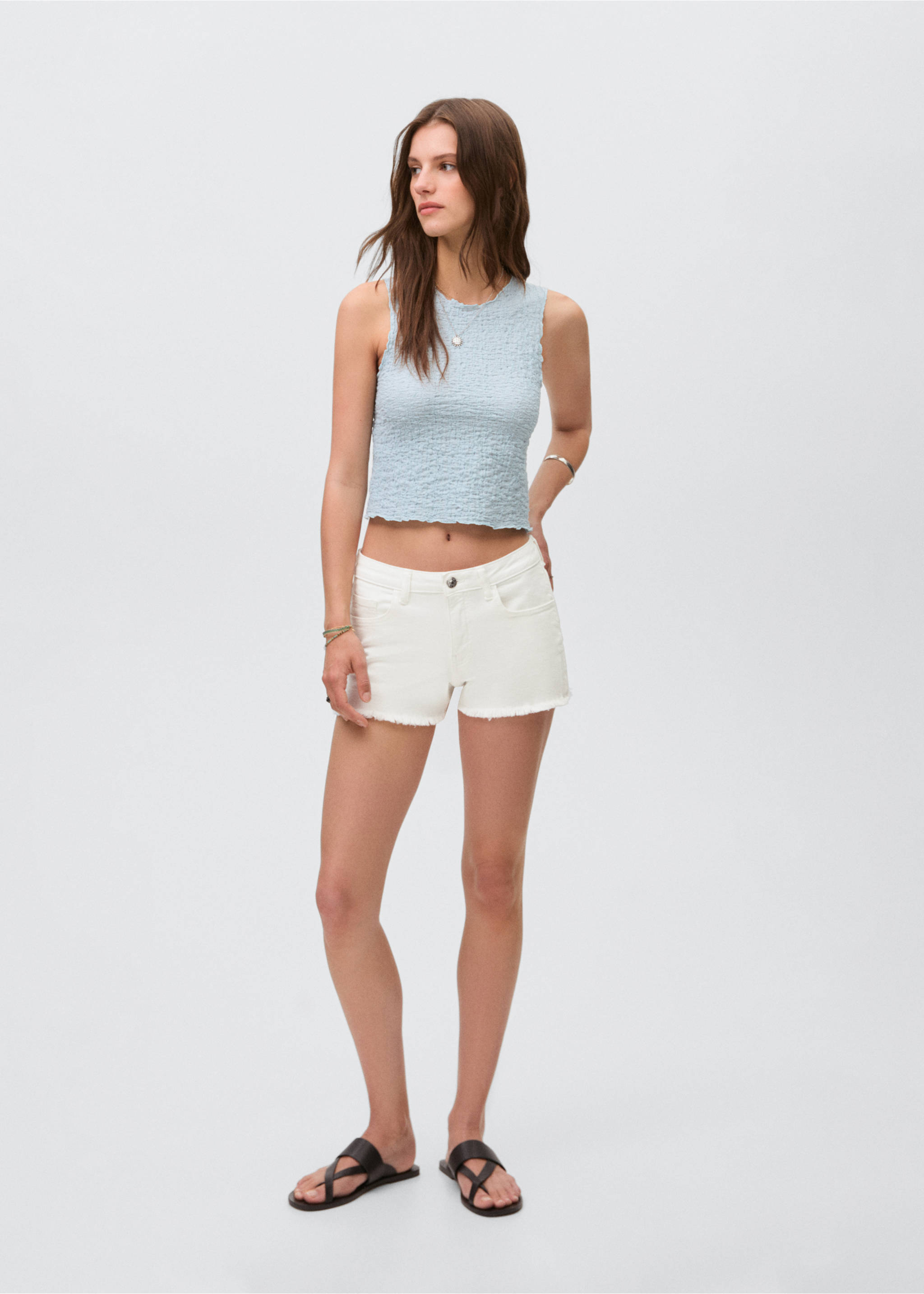 Frayed low-rise shorts - General plane, Off White. Ref: 17071179-00.