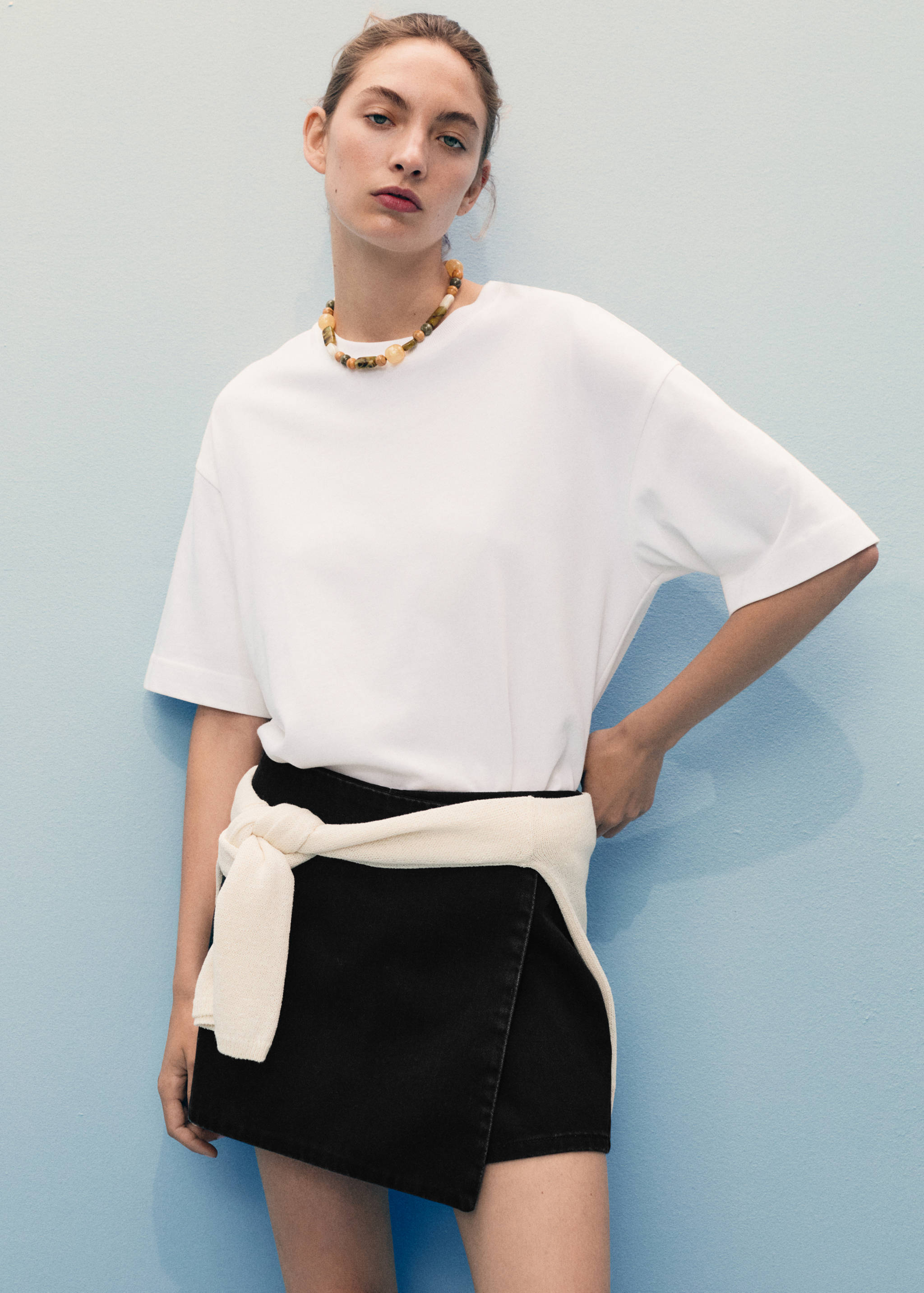 Wrapped denim skort - Details of the article 1