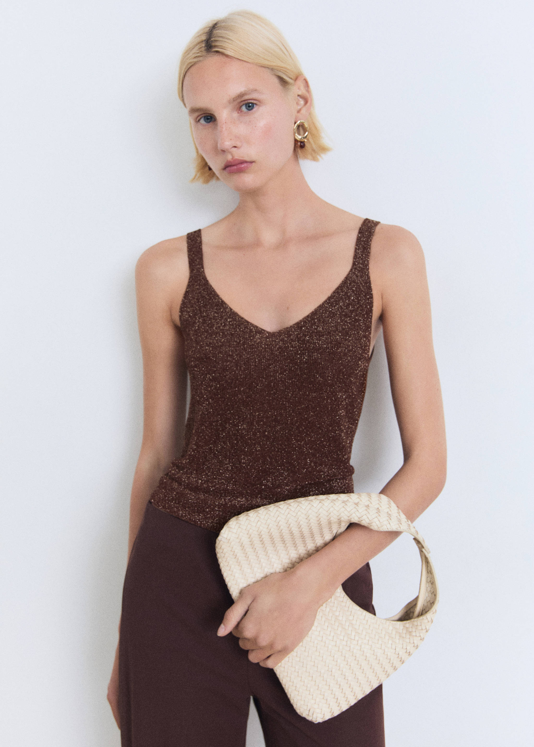 Lurex top met V-hals - Middenvlak