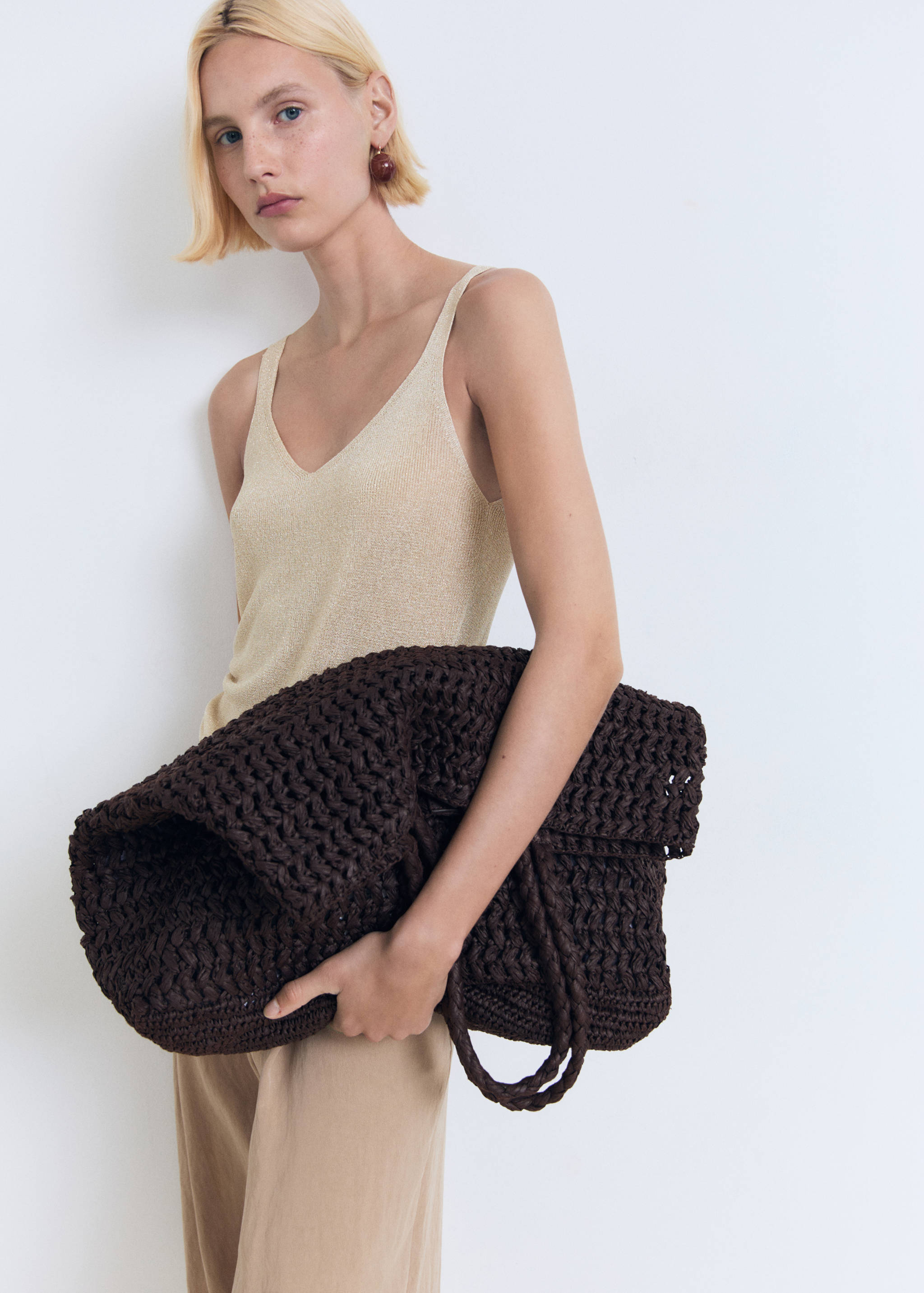 Lurex top met V-hals - Middenvlak