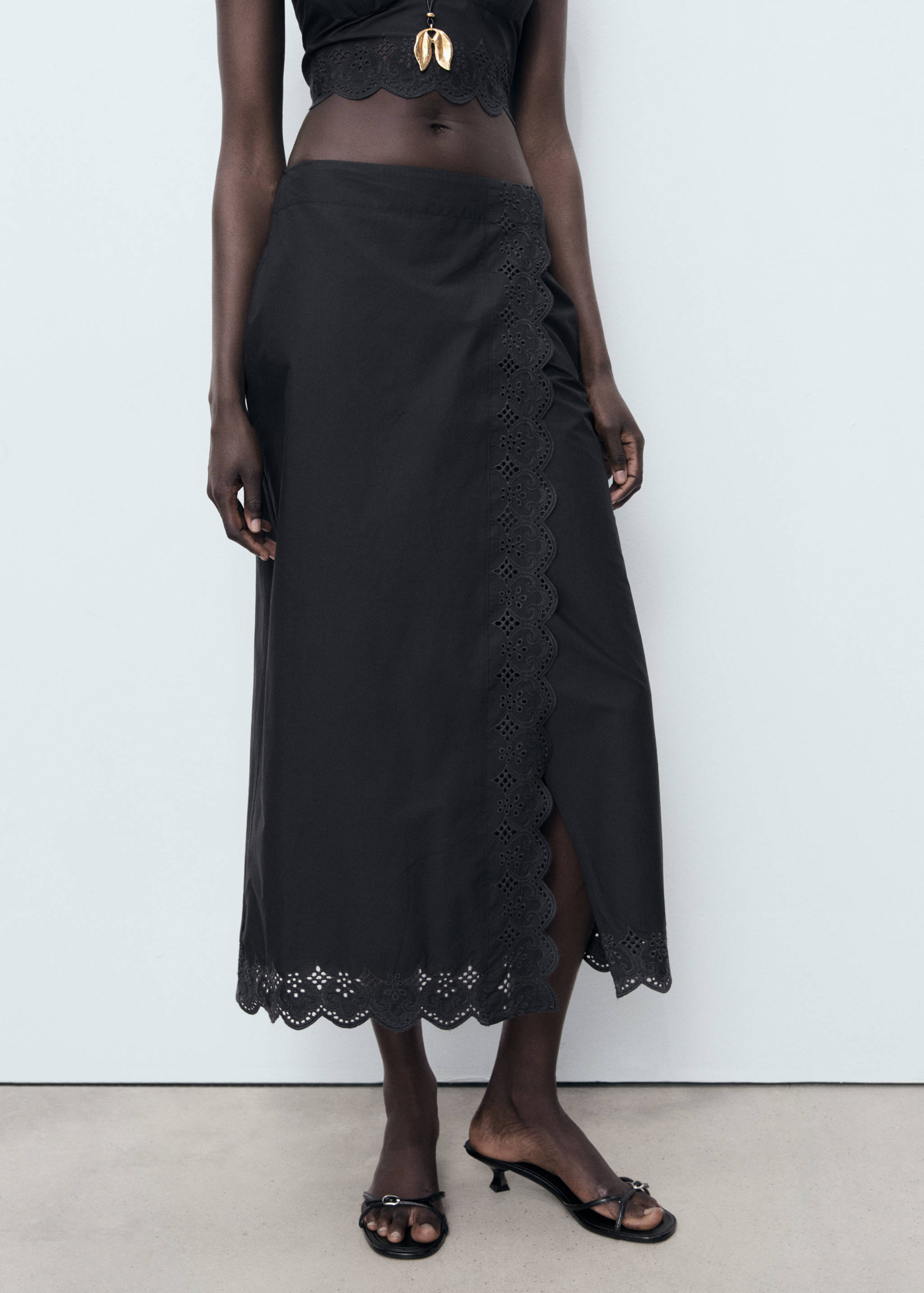 Embroidered cotton skirt - Details of the article 1