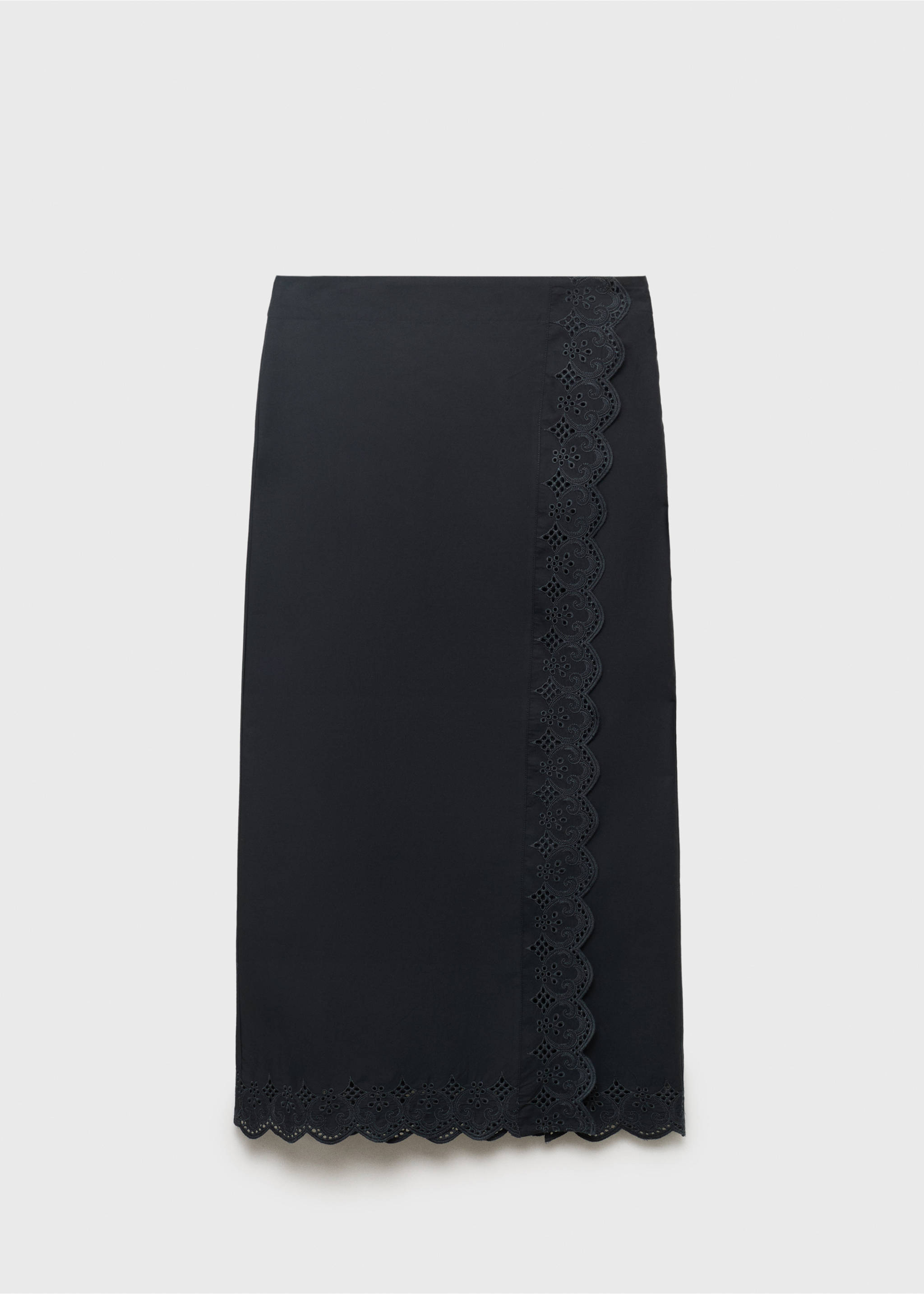 Embroidered cotton skirt - Article without model, Black. Ref: 17071187-00.