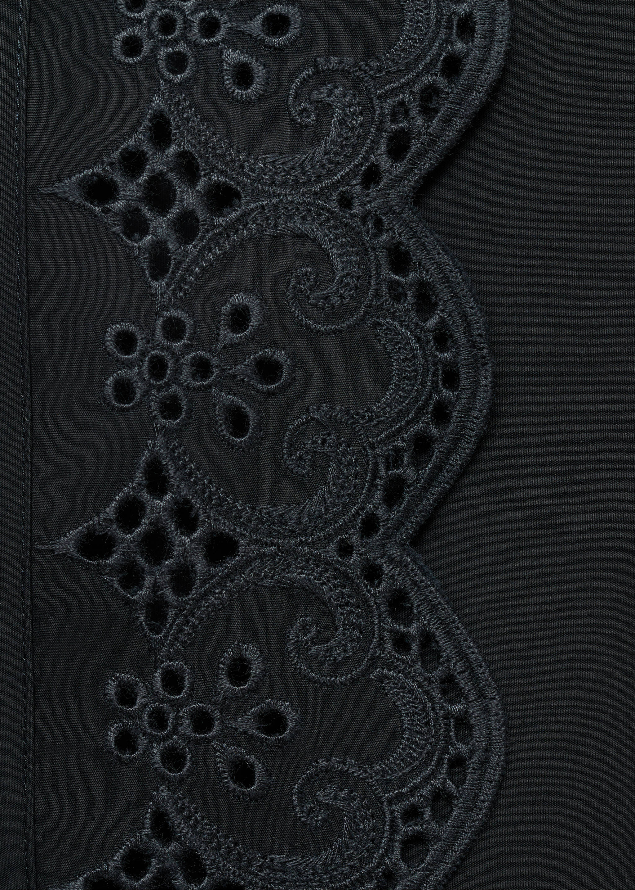 Embroidered cotton skirt - Details of the article 8, Black. Ref: 17071187-00.