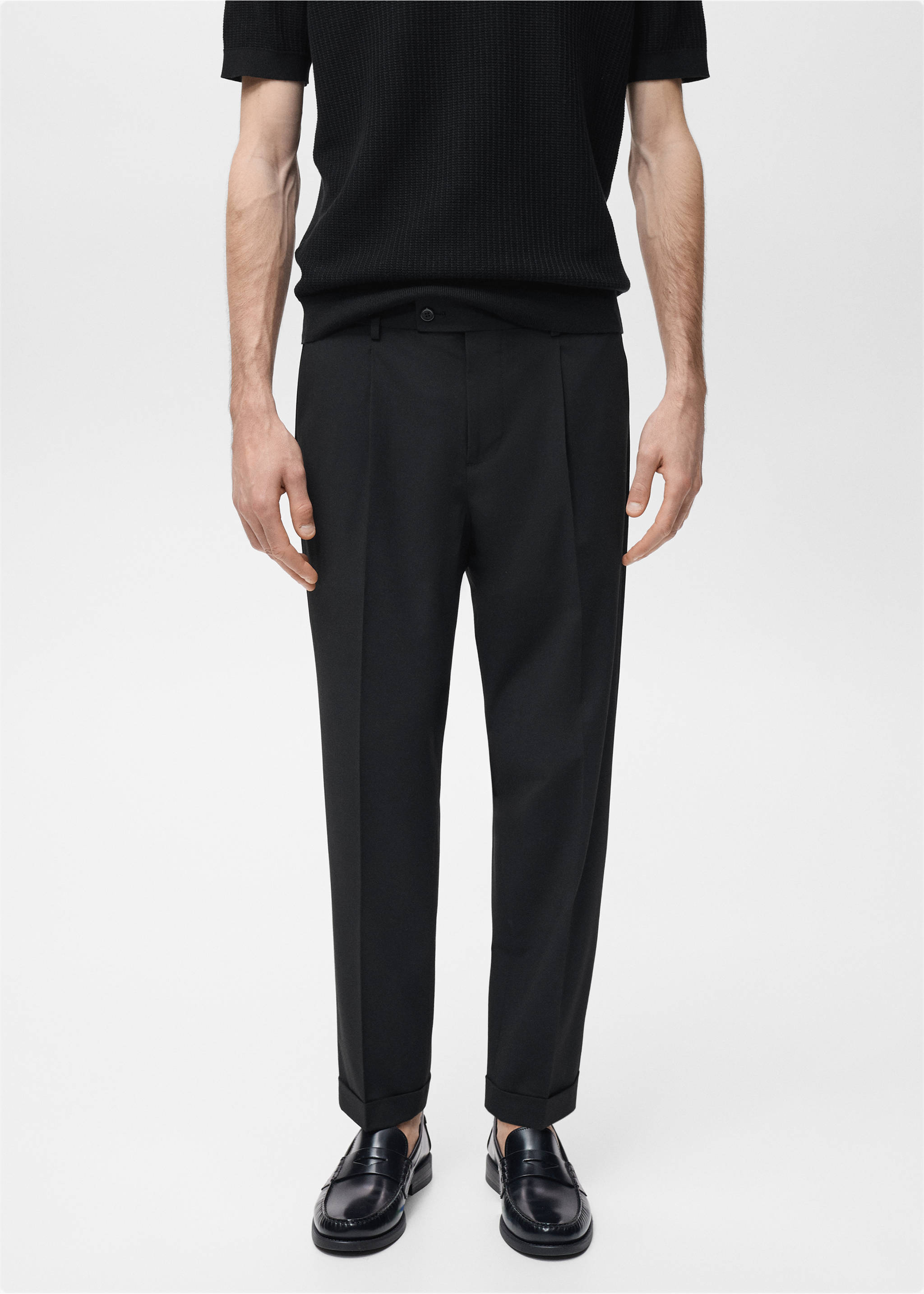 Boston regular-fit suit trousers - Medium plane, Black. Ref: 17071189-00.