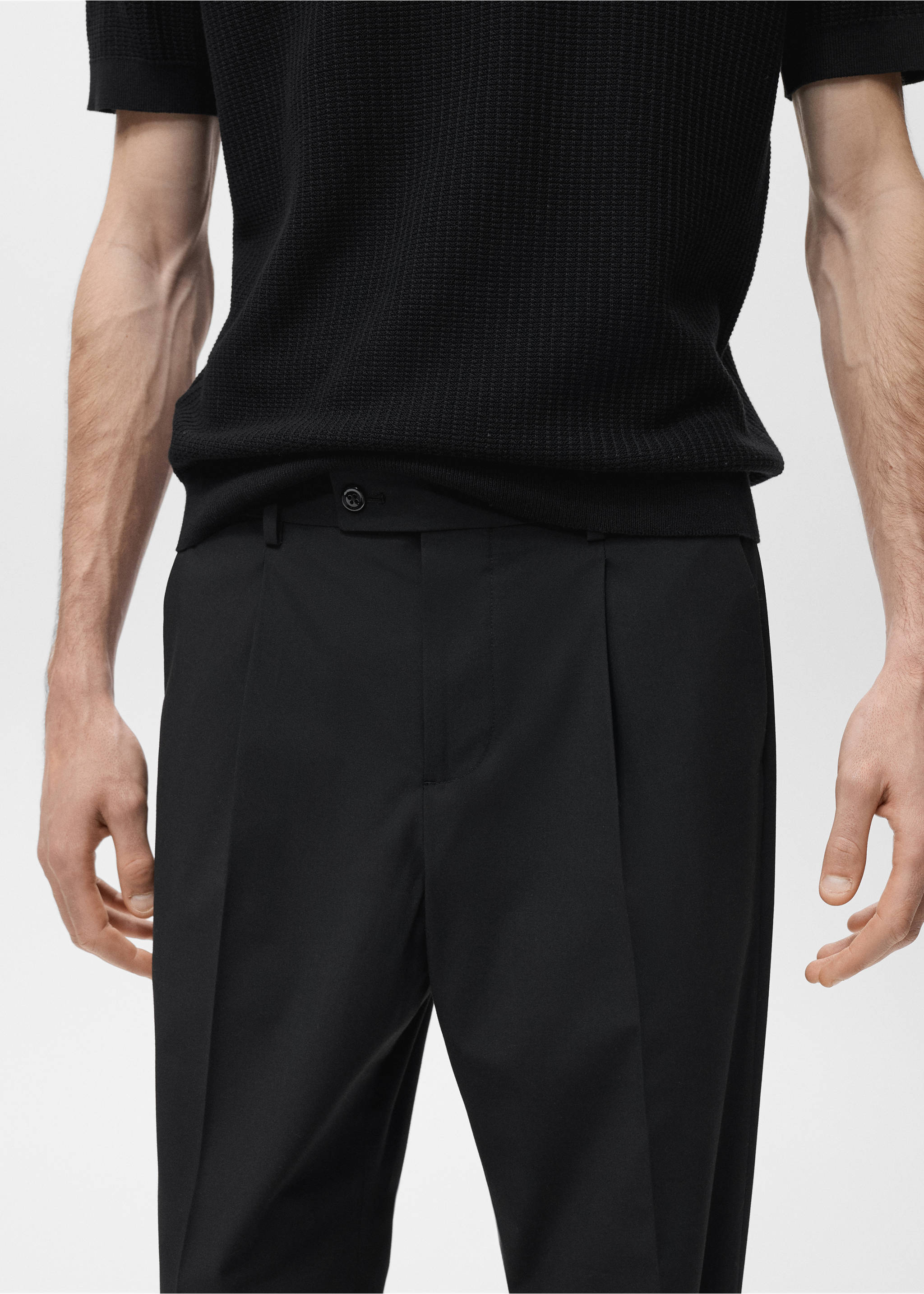 Boston regular-fit suit trousers - Details of the article 1, Black. Ref: 17071189-00.