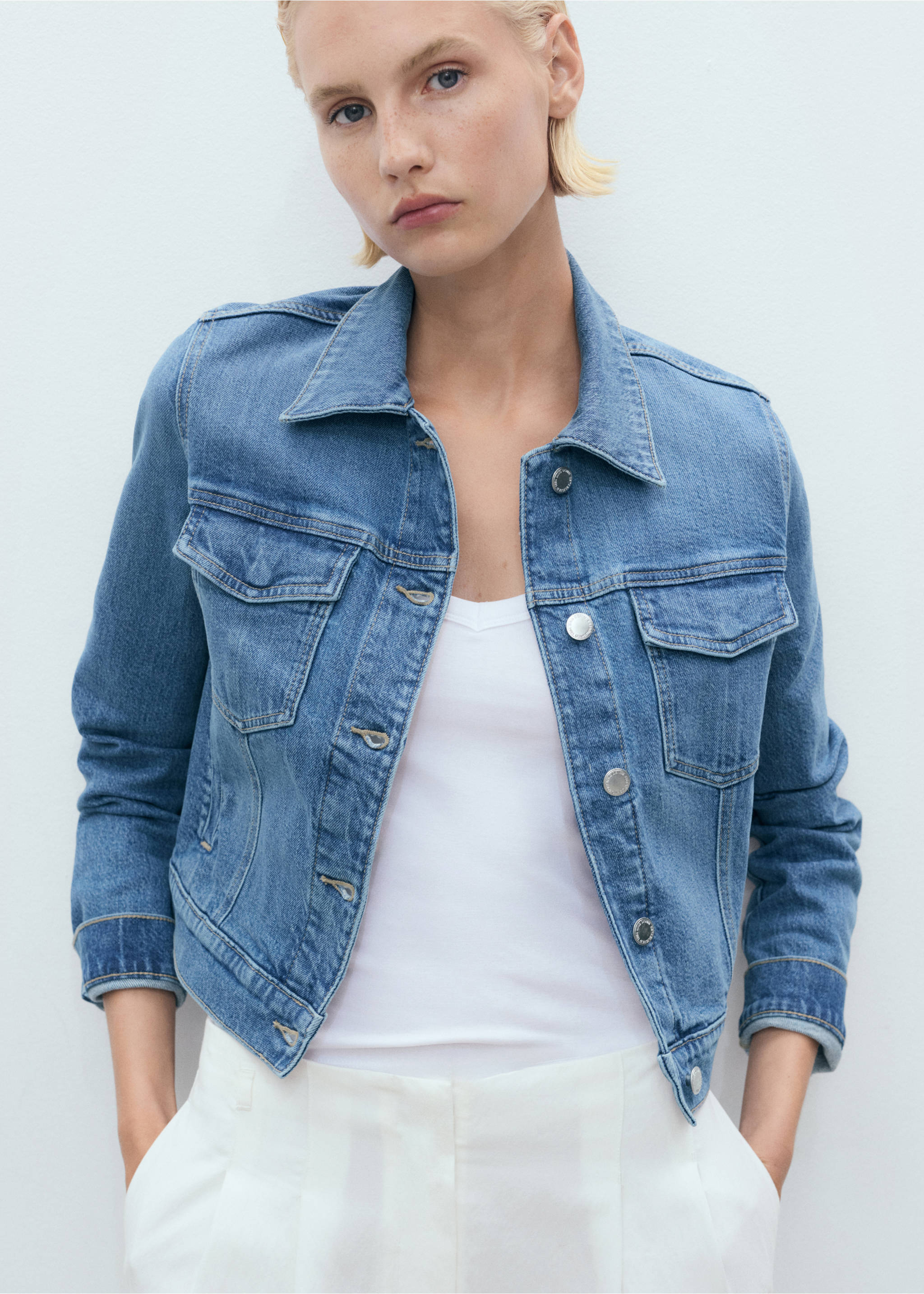 Pockets denim jacket - Medium plane, Medium Blue. Ref: 17071190-00.