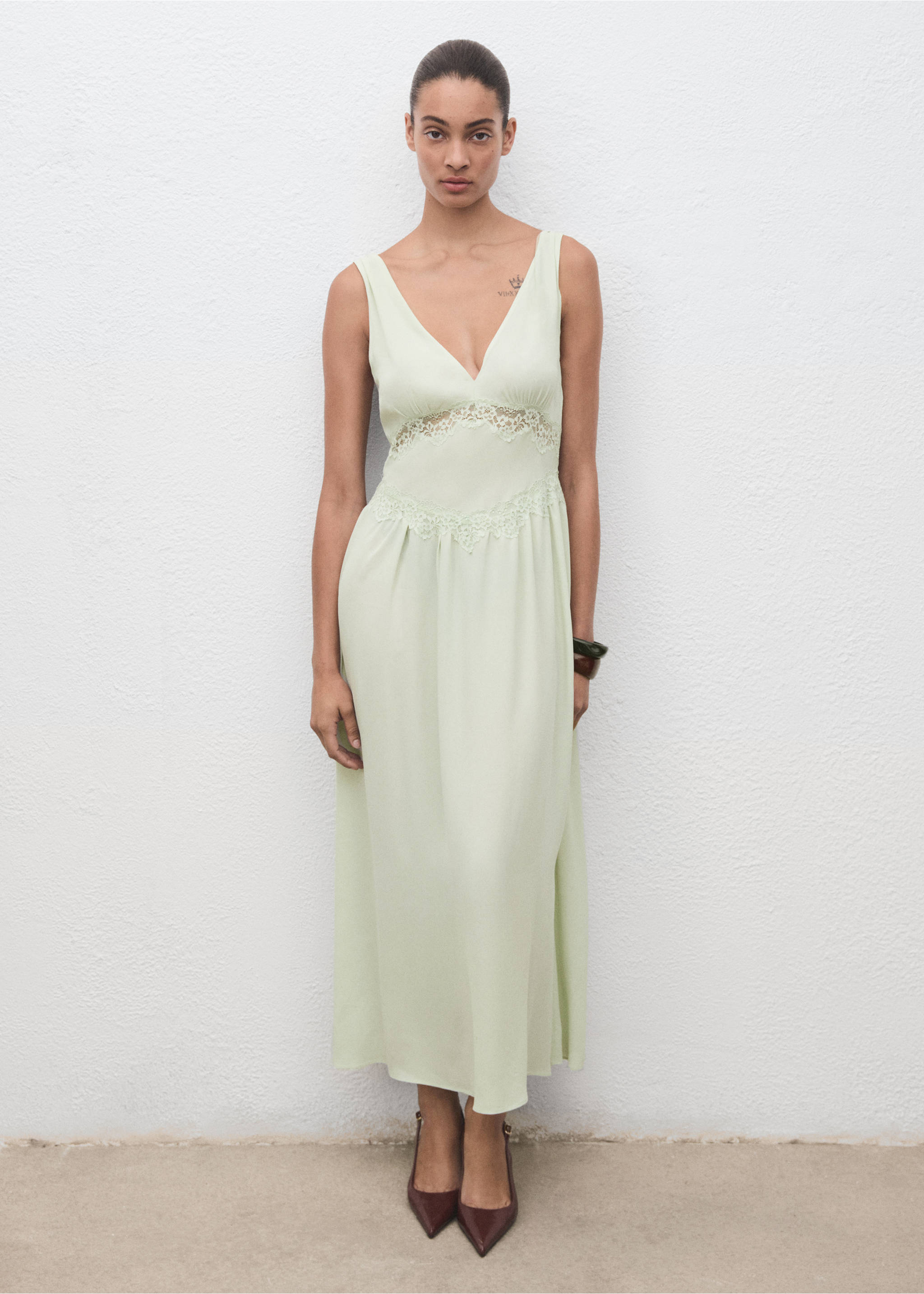 Lace camisole dress - General plane, Mint Green. Ref: 17071193-00.