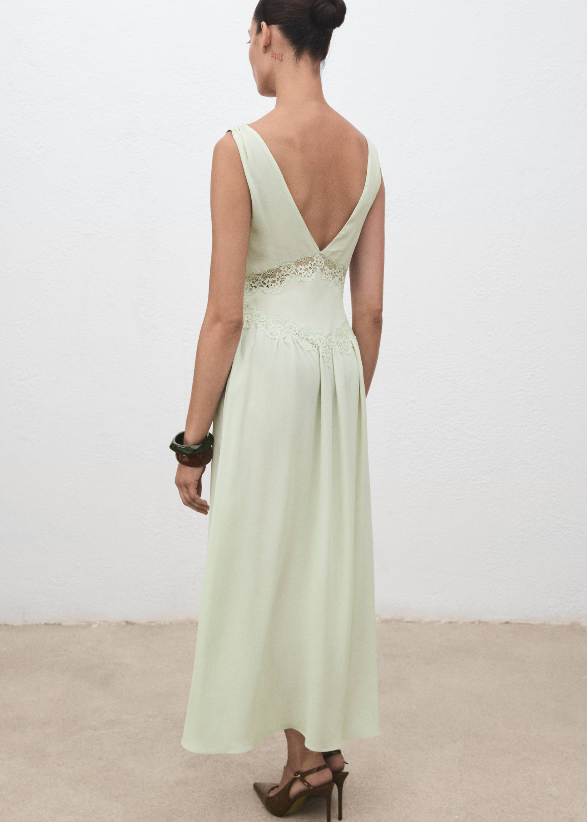 Lace camisole dress - Reverse of the article, Mint Green. Ref: 17071193-00.