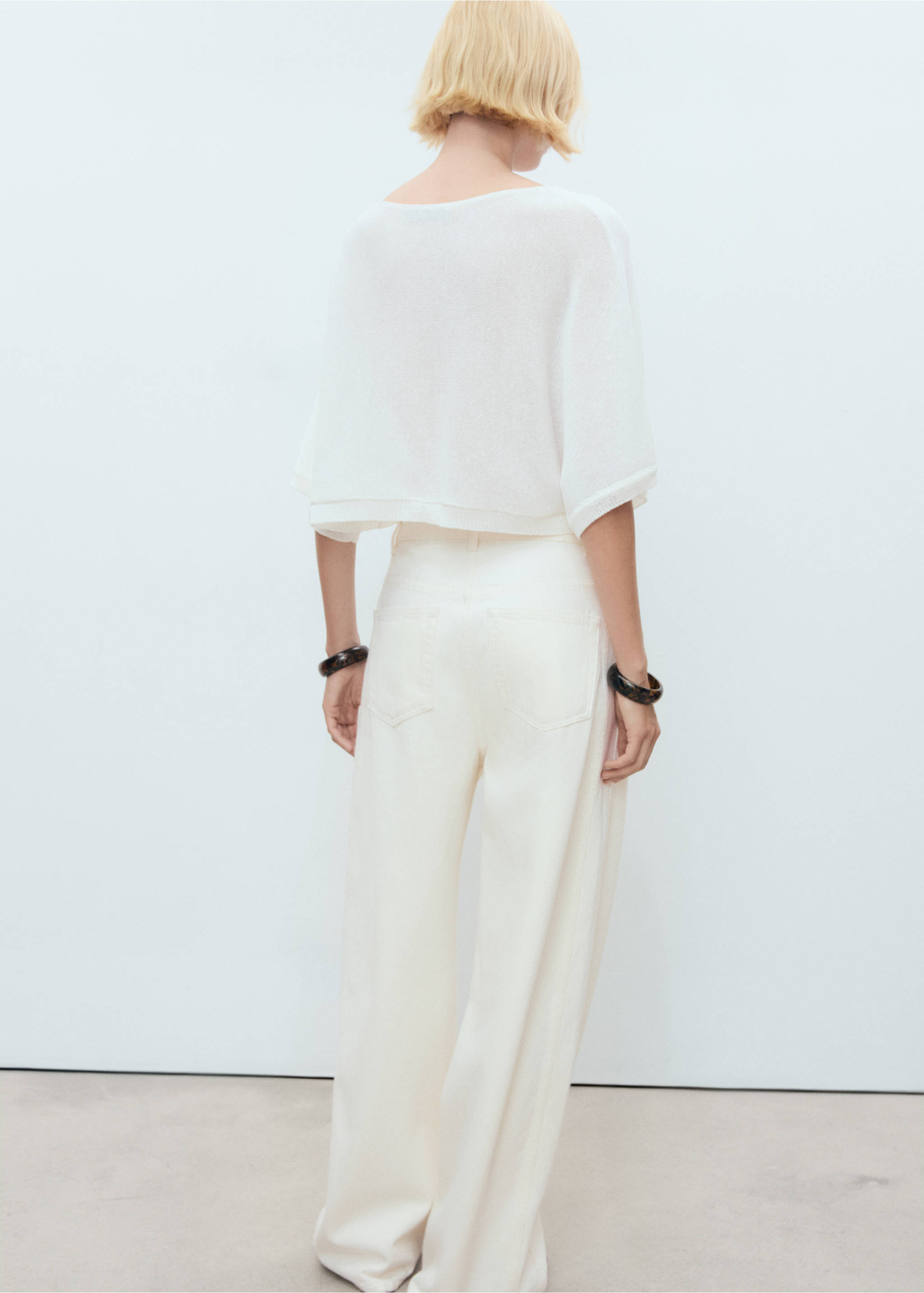 Oversized fine-knit sweater - Reverse of the article, White. Ref: 17071194-00.