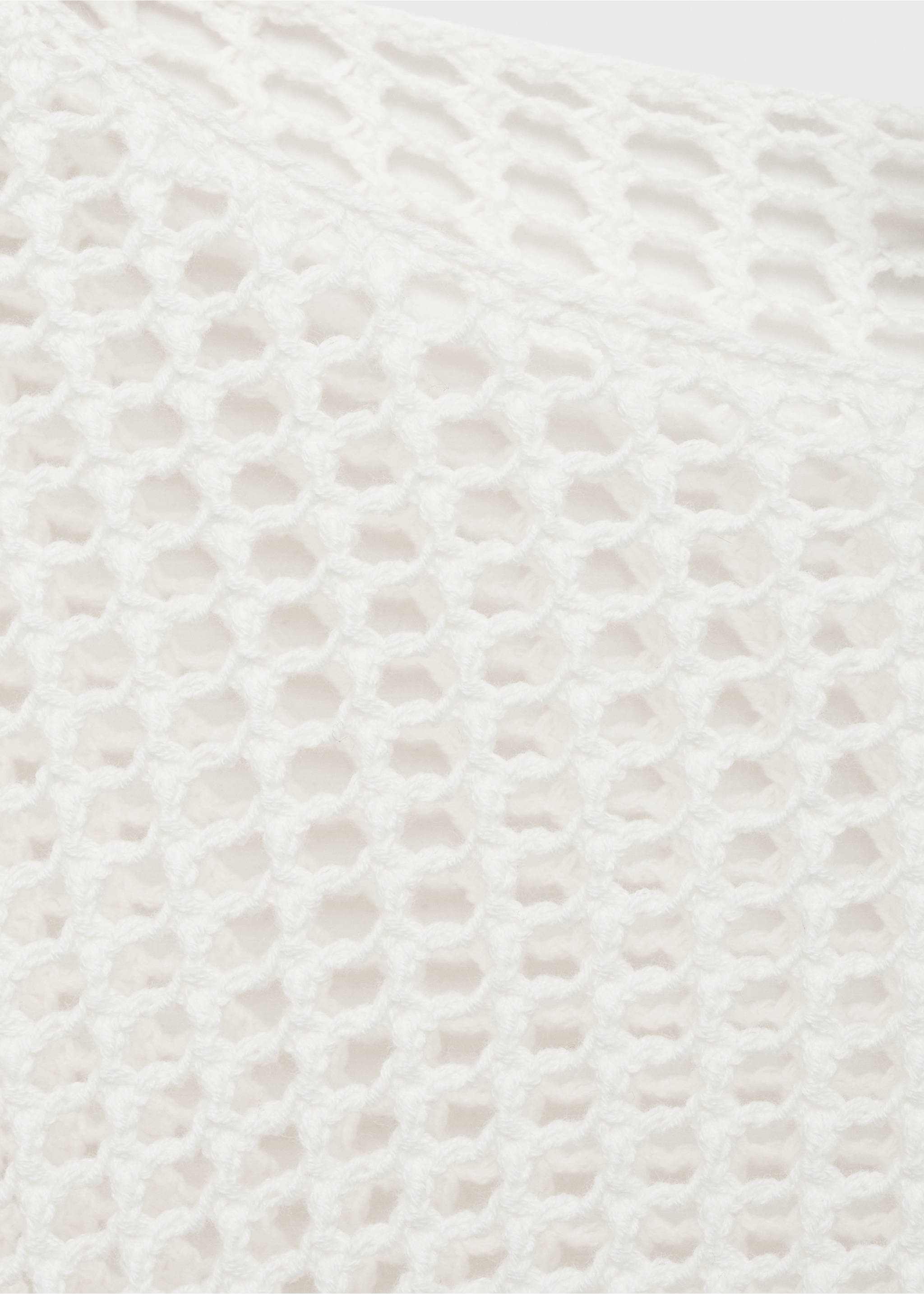 Long-sleeved crochet sweater - Details of the article 8, White. Ref: 17071196-00.