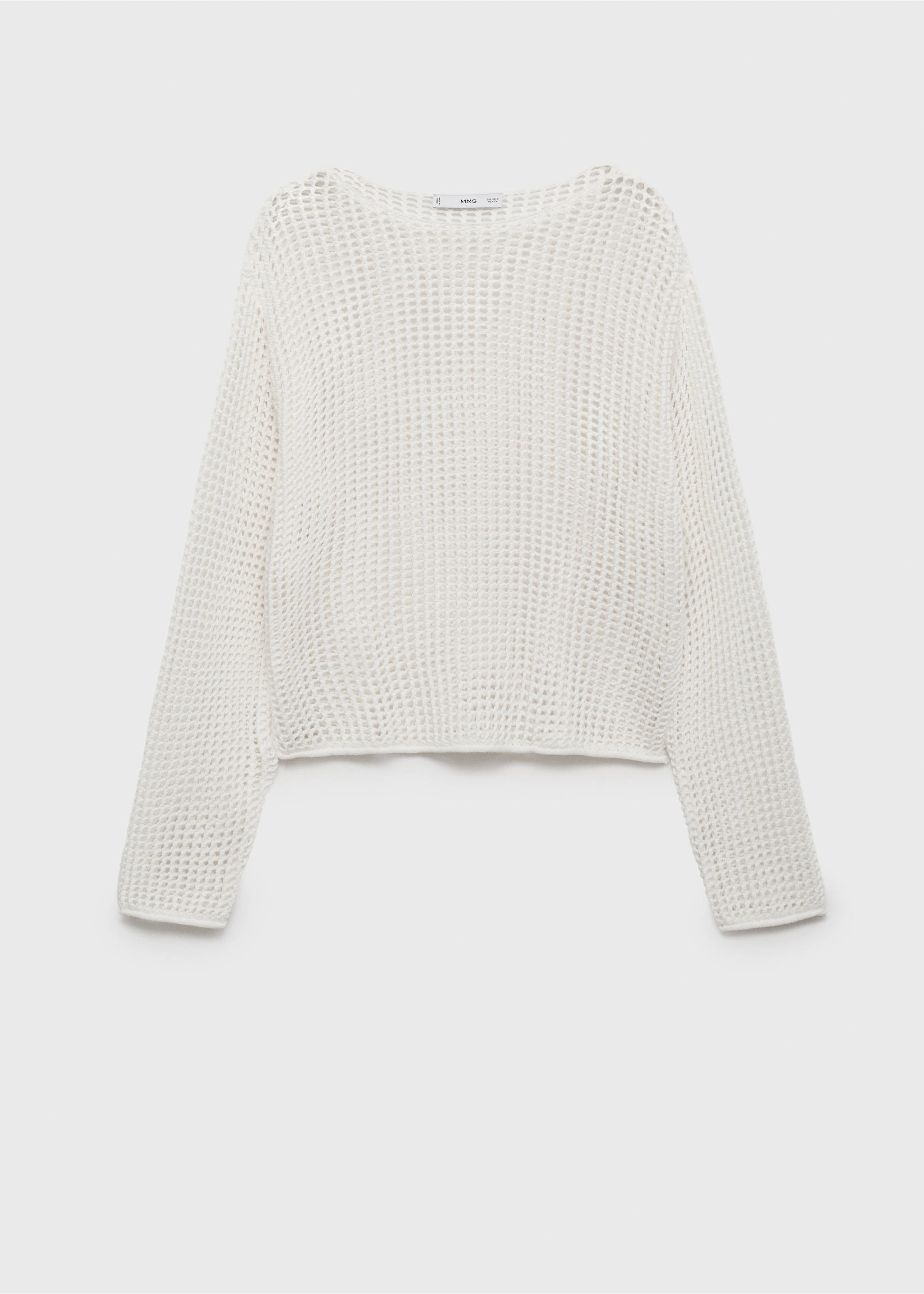 Long-sleeved crochet sweater - Article without model, White. Ref: 17071196-00.