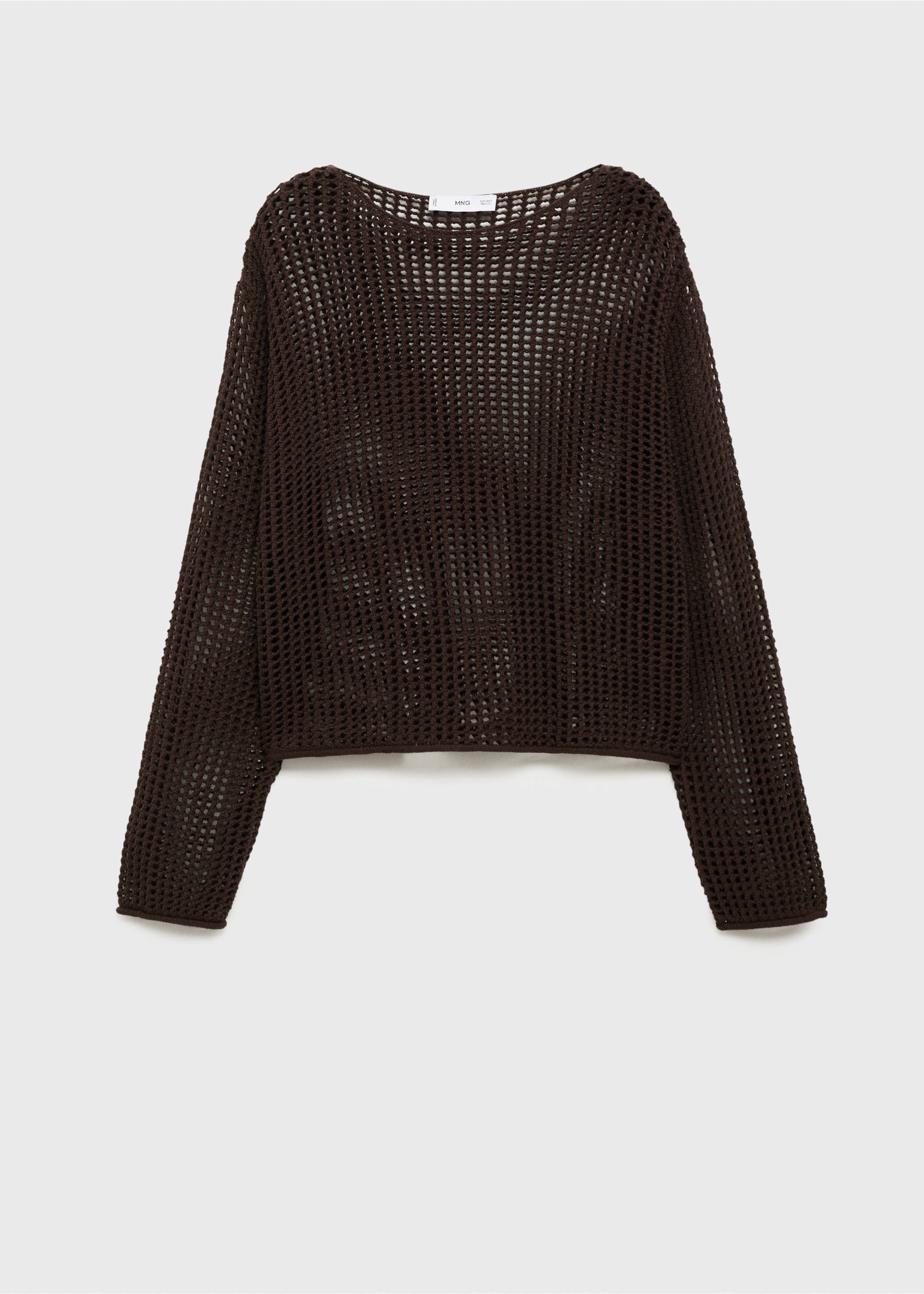 Long-sleeved crochet sweater - Article without model, Chocolate. Ref: 17071196-00.